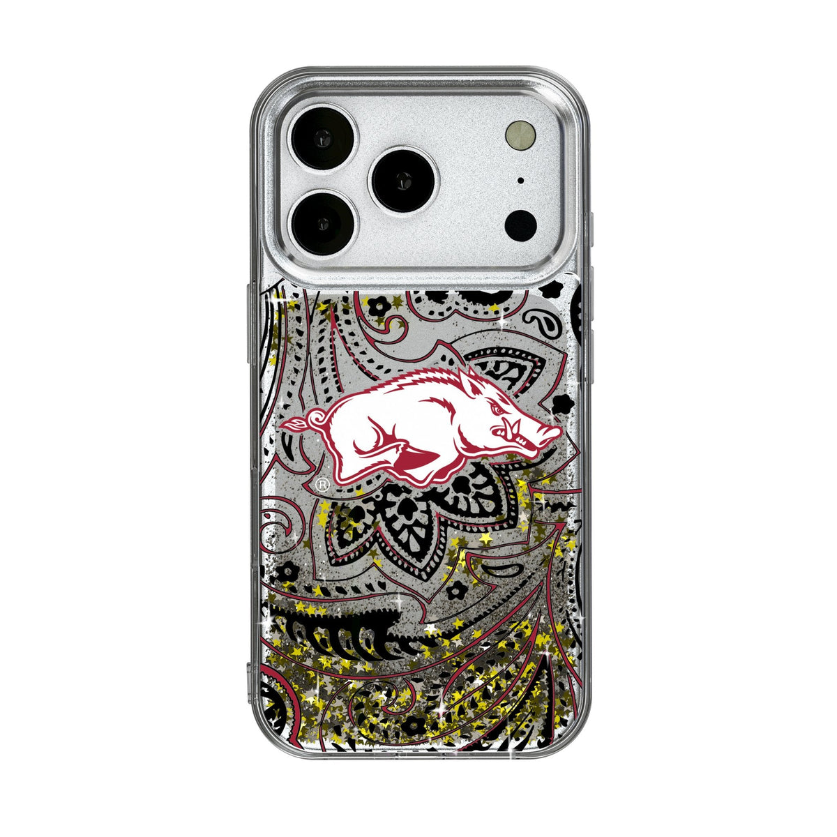 University of Arkansas Fayetteville Razorbacks Paisley Glitter Phone Case for Apple iPhone 17 Series 1