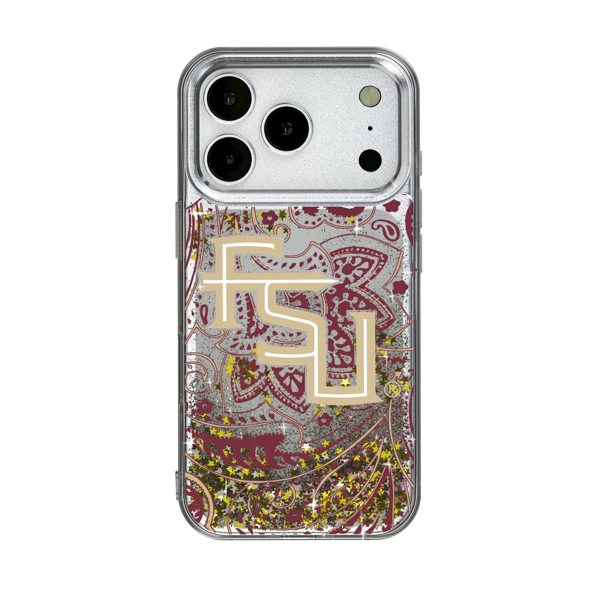 Florida State University Seminoles Athletic Wordmark Paisley Glitter Phone Case for Apple iPhone 17 Series