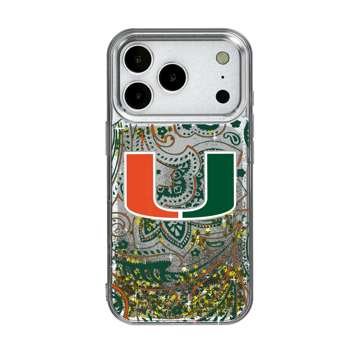 University of Miami Hurricanes Paisley Glitter Phone Case for Apple iPhone 17 Series 1