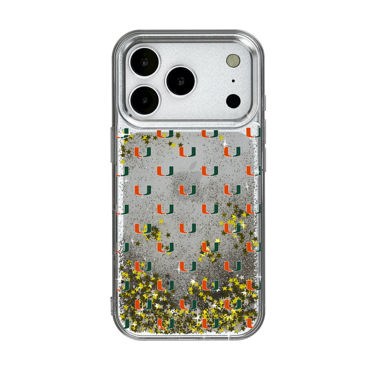 University of Miami Hurricanes Fashion Pattern Glitter Phone Case for Apple iPhone 17 Series 1