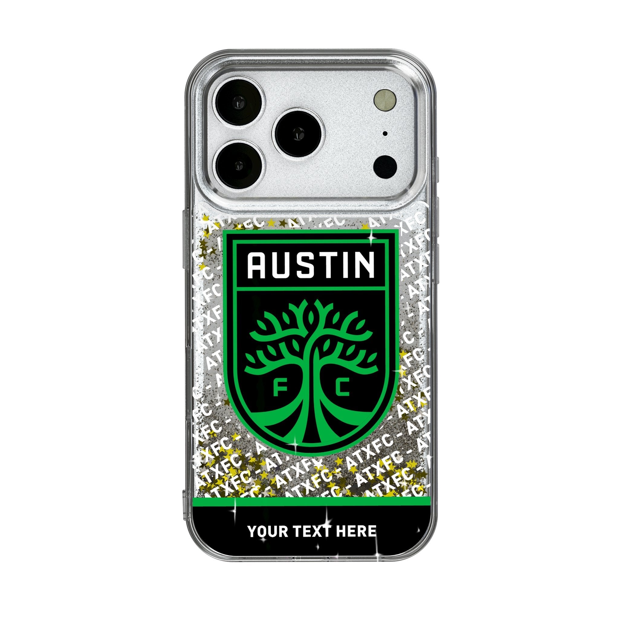 Austin FC Personalized EndZone Plus Glitter Phone Case for Apple iPhone 17 Series