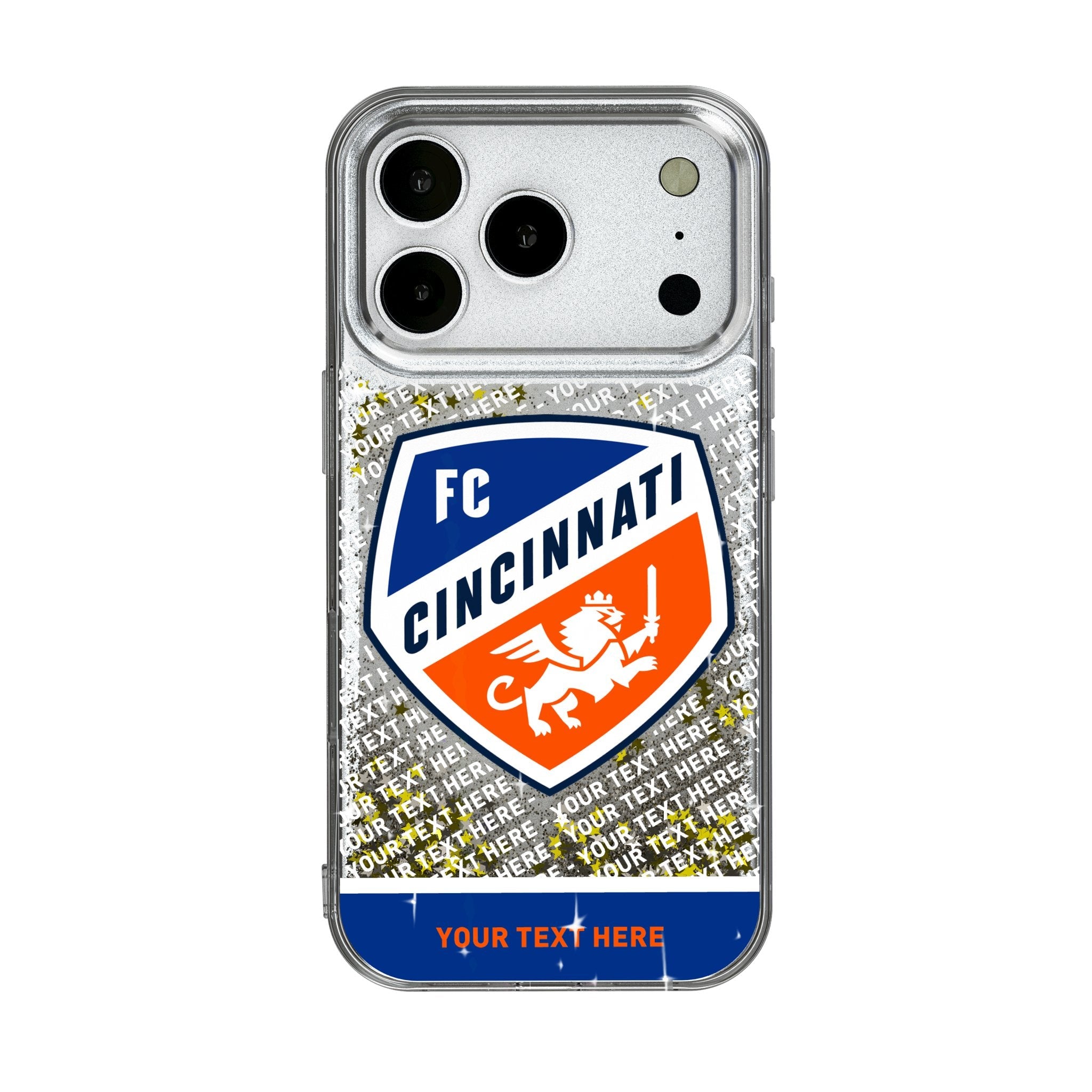 FC Cincinnati Personalized EndZone Plus Glitter Phone Case for Apple iPhone 17 Series