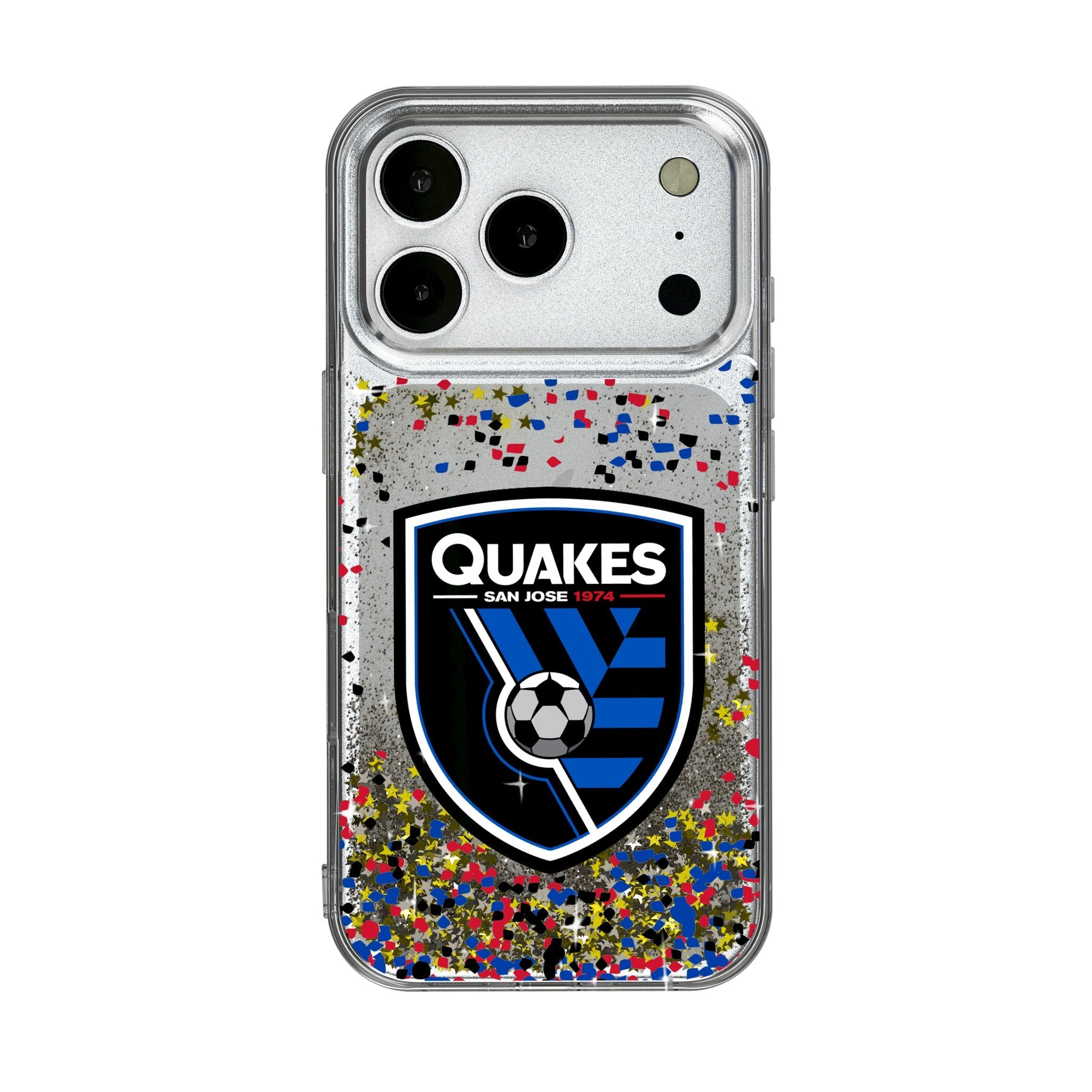 San Jose Earthquakes Confetti Glitter Phone Case for Apple iPhone 17 Series 1