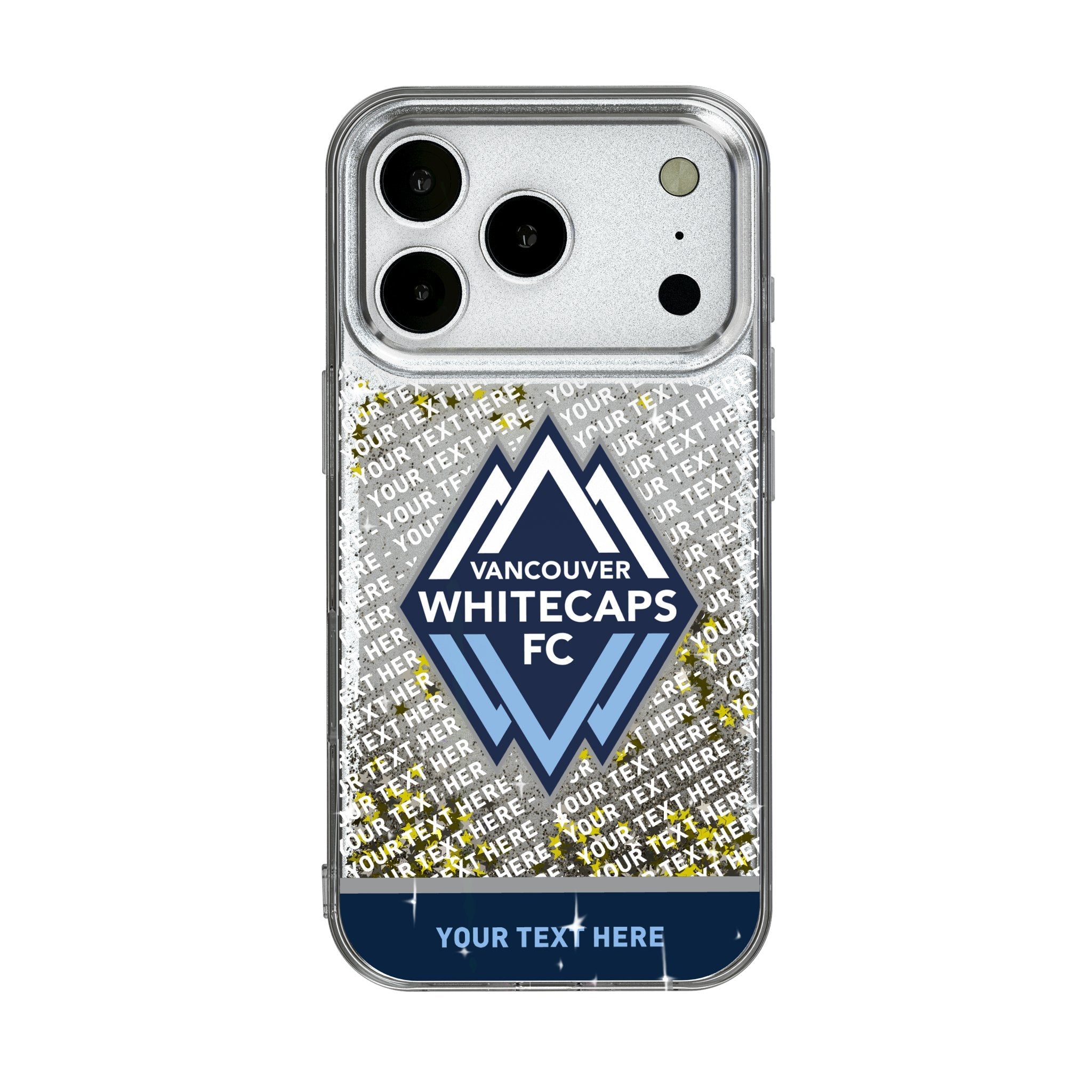 Vancouver Whitecaps Personalized EndZone Plus Glitter Phone Case for Apple iPhone 17 Series