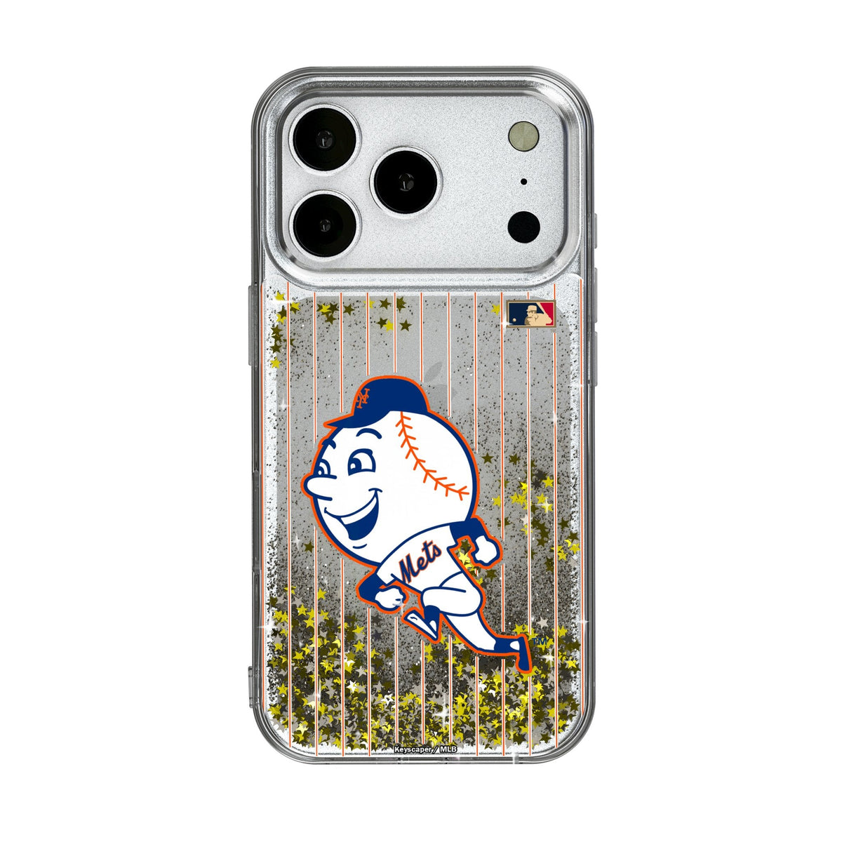 New York Mets 2014 - Cooperstown Collection Pinstripe Glitter Phone Case for Apple iPhone 17 Series 1