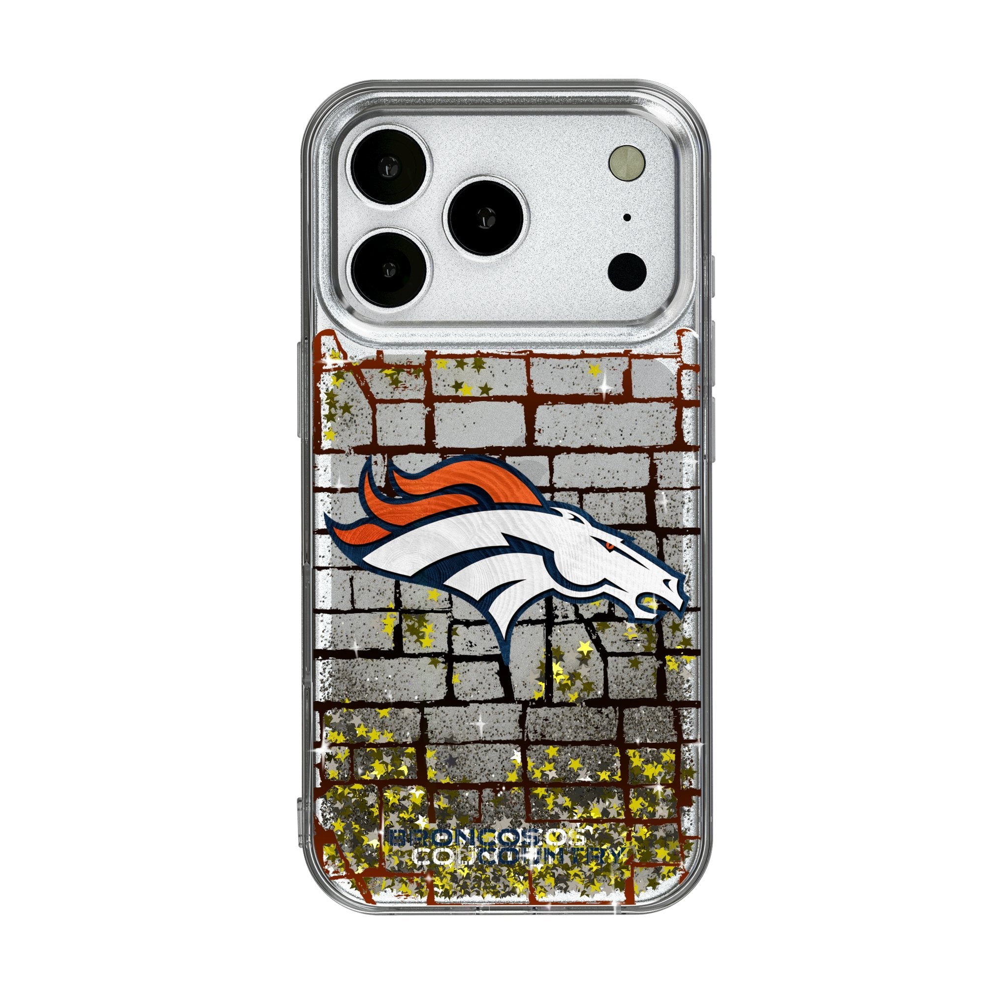 Denver Broncos Brick Wall Glitter Phone Case for Apple iPhone 17 Series 1