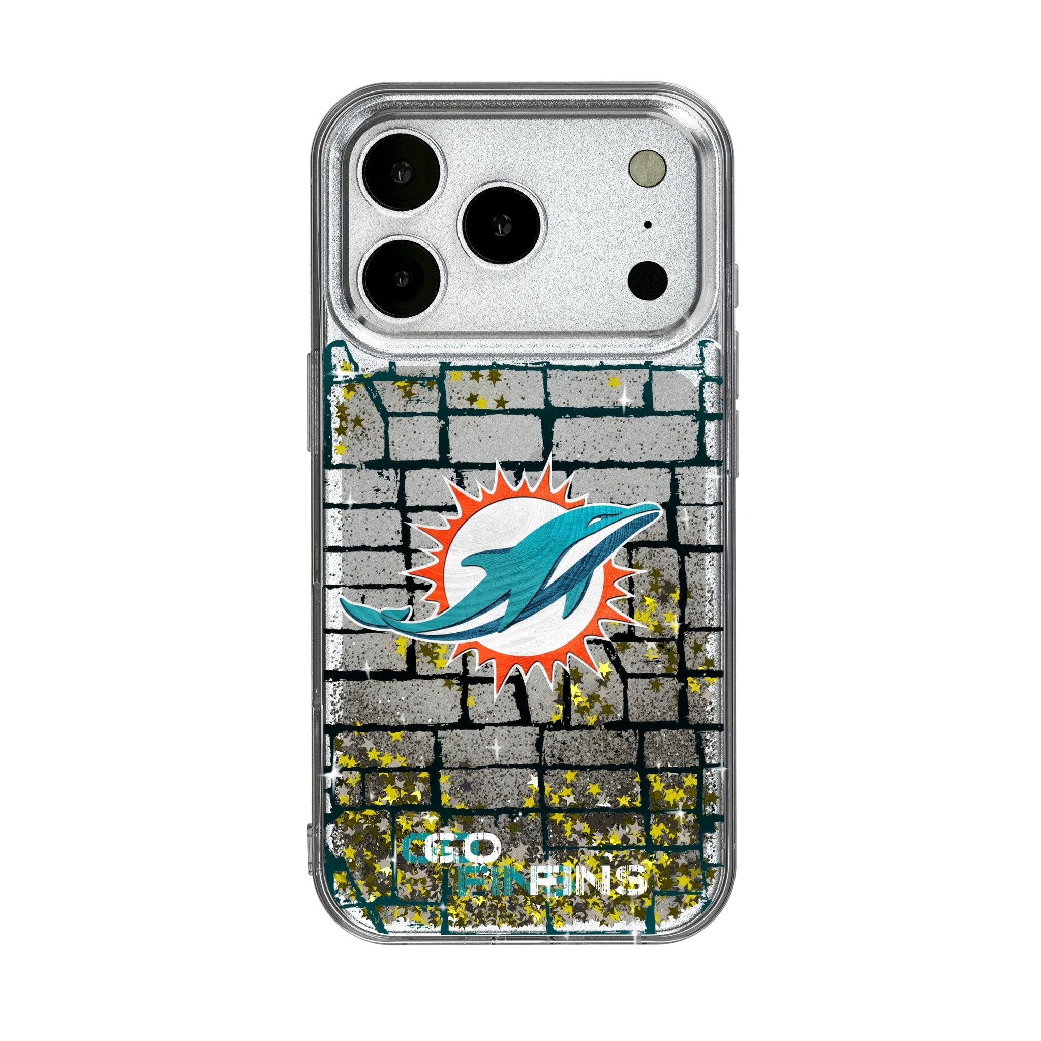 Miami Dolphins Brick Wall Glitter Phone Case for Apple iPhone 17 Series 1