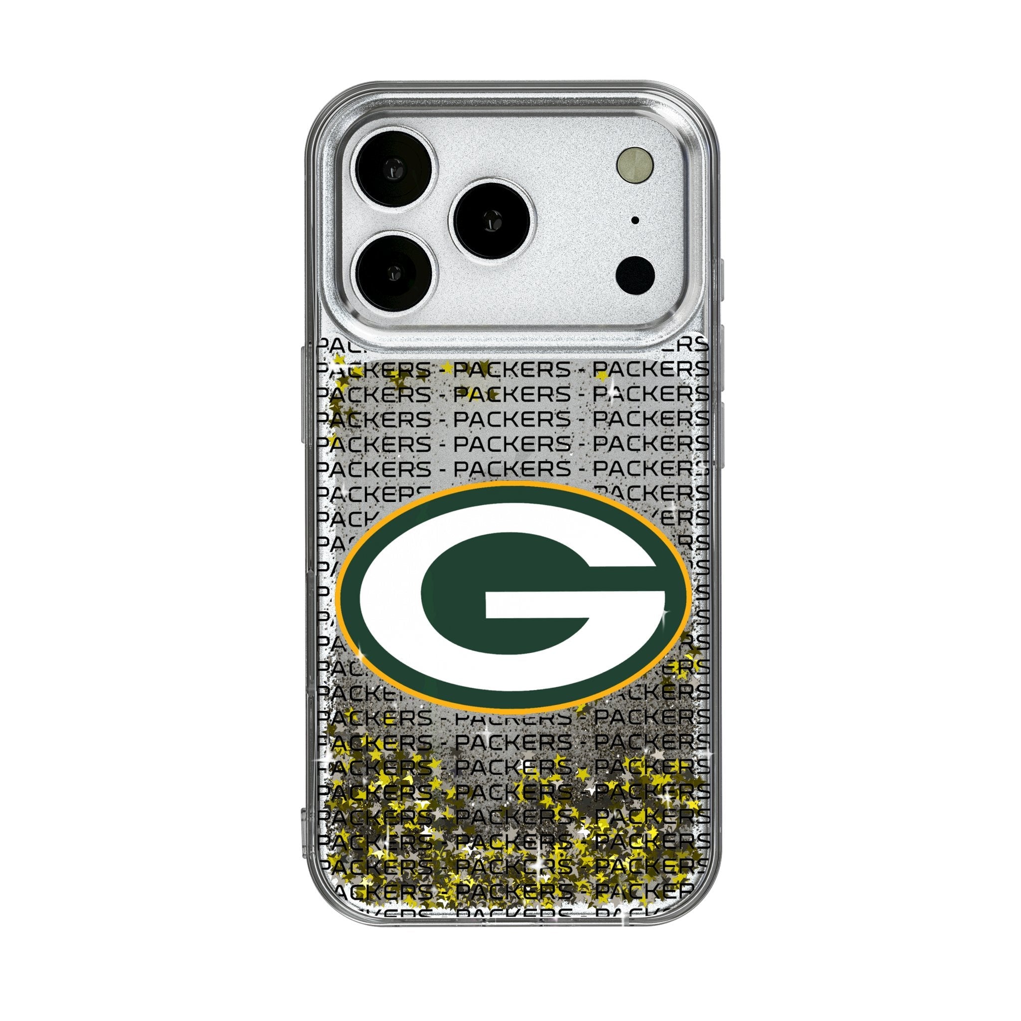 Green Bay Packers Text Backdrop Glitter Phone Case for Apple iPhone 17 Series