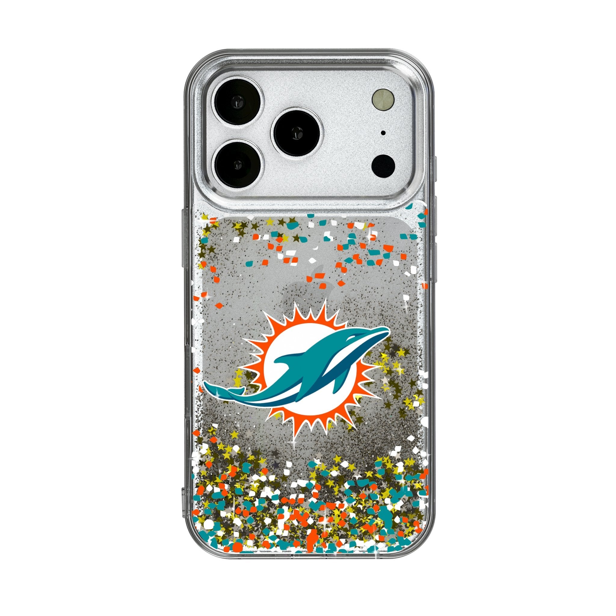 Miami Dolphins Confetti Glitter Phone Case for Apple iPhone 17 Series 1