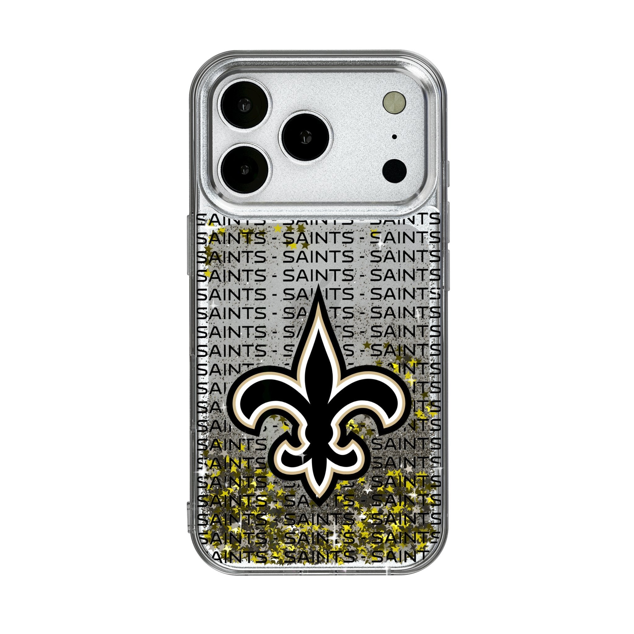 New Orleans Saints Text Backdrop Glitter Phone Case for Apple iPhone 17 Series 1