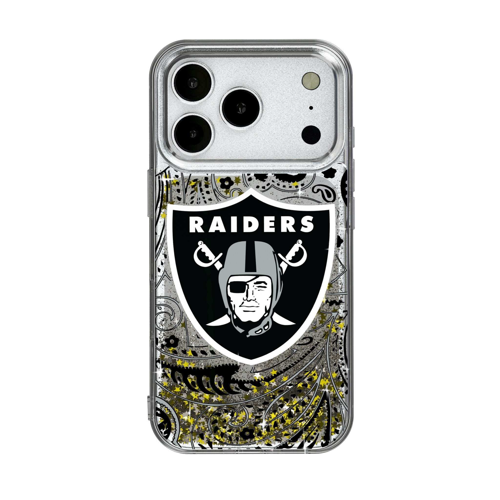 Las Vegas Raiders Paisley Glitter Phone Case for Apple iPhone 17 Series 1