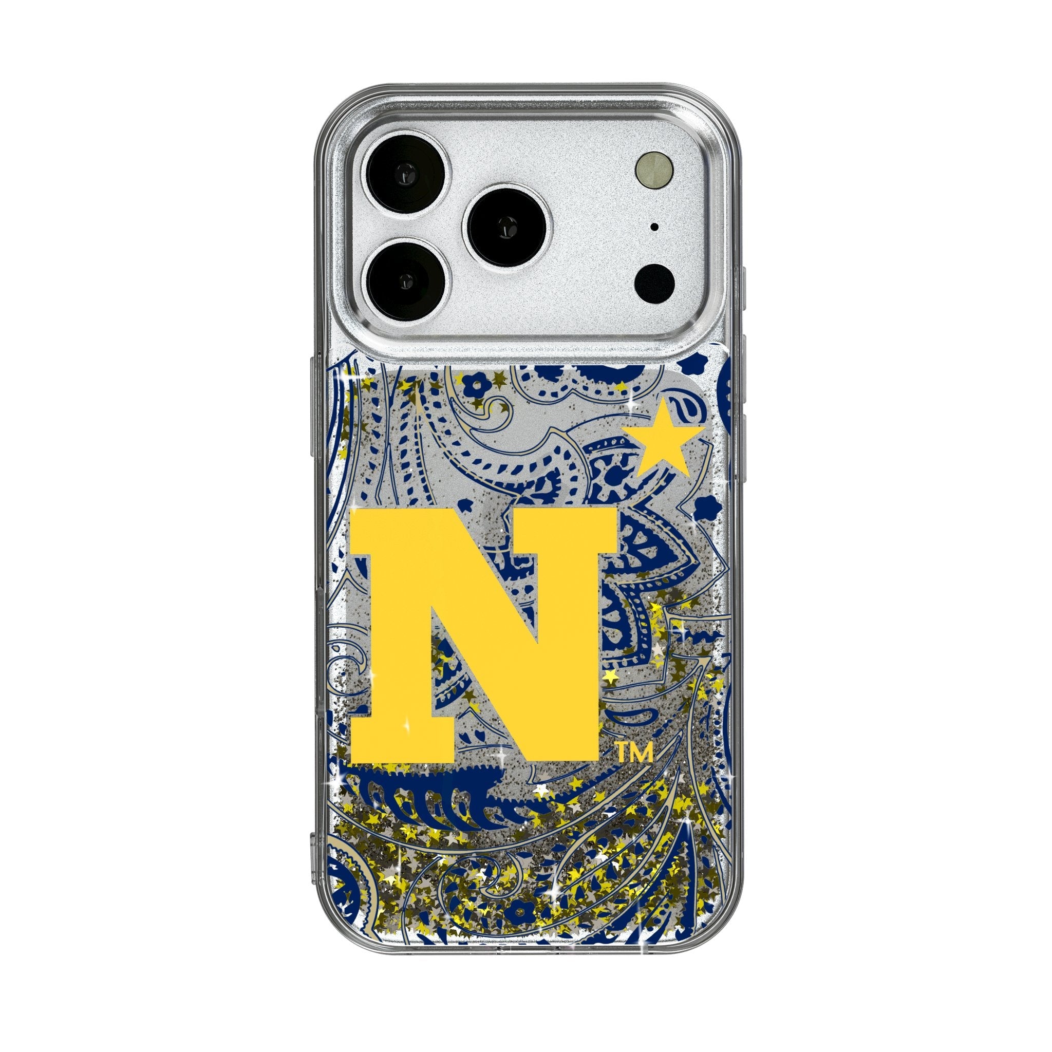 United State Naval Academy Midshipmen Paisley Glitter Phone Case for Apple iPhone 17 Series