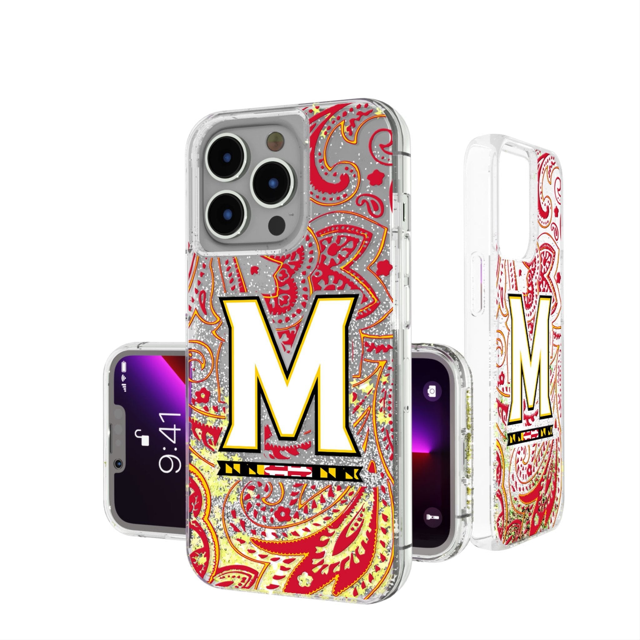 University of Maryland Terrapins Paisley Glitter Phone Case