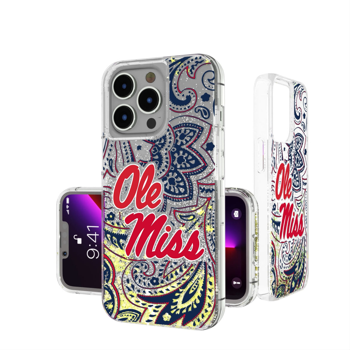 University of Mississippi Rebels Paisley Glitter Phone Case