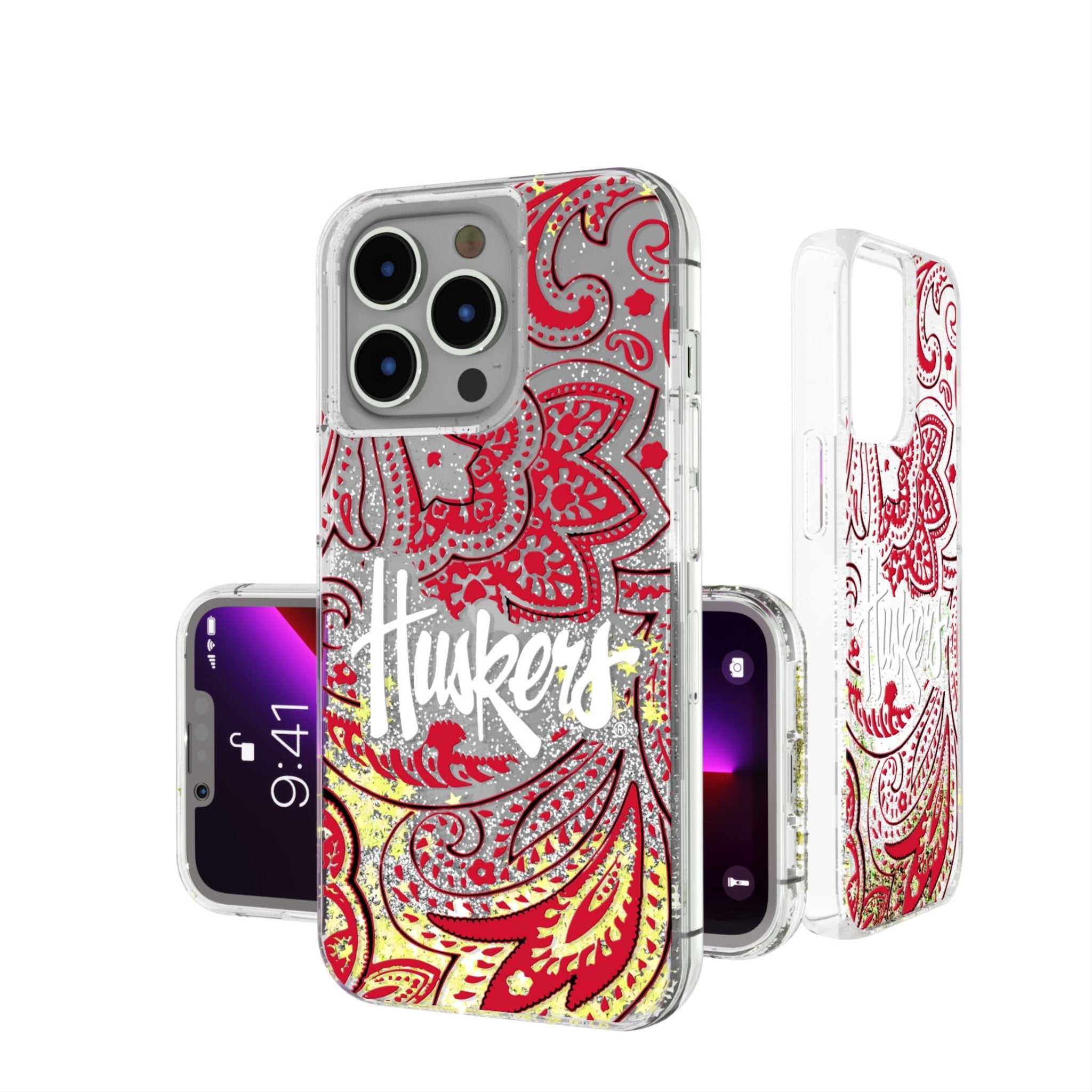 University of Nebraska Huskers Paisley Glitter Phone Case