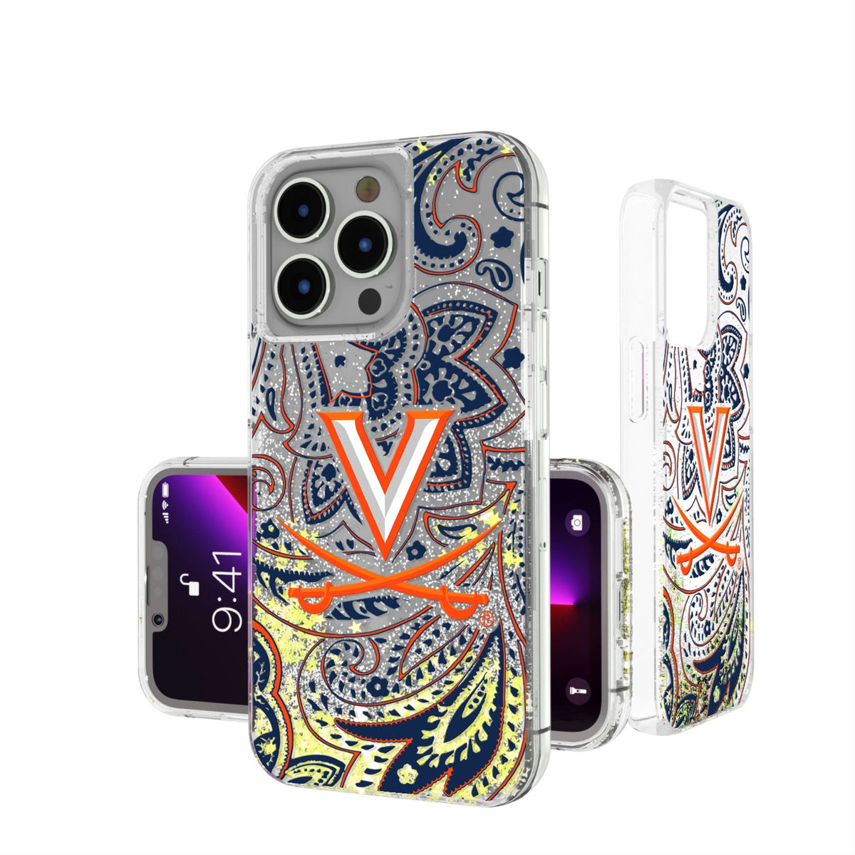 University of Virginia Cavaliers Paisley Glitter Phone Case