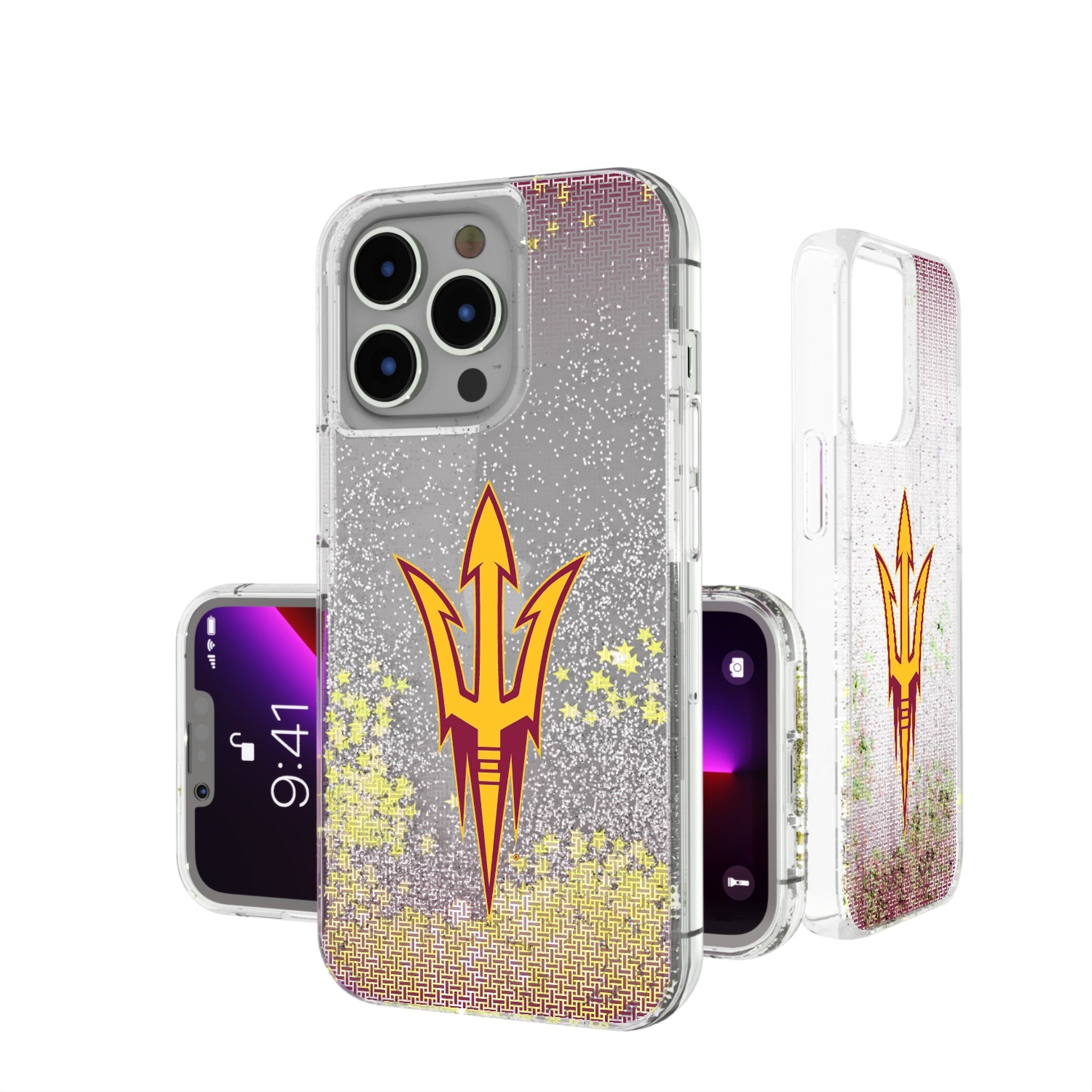 Arizona State University Sun Devils Linen Glitter Phone Case for Apple iPhone