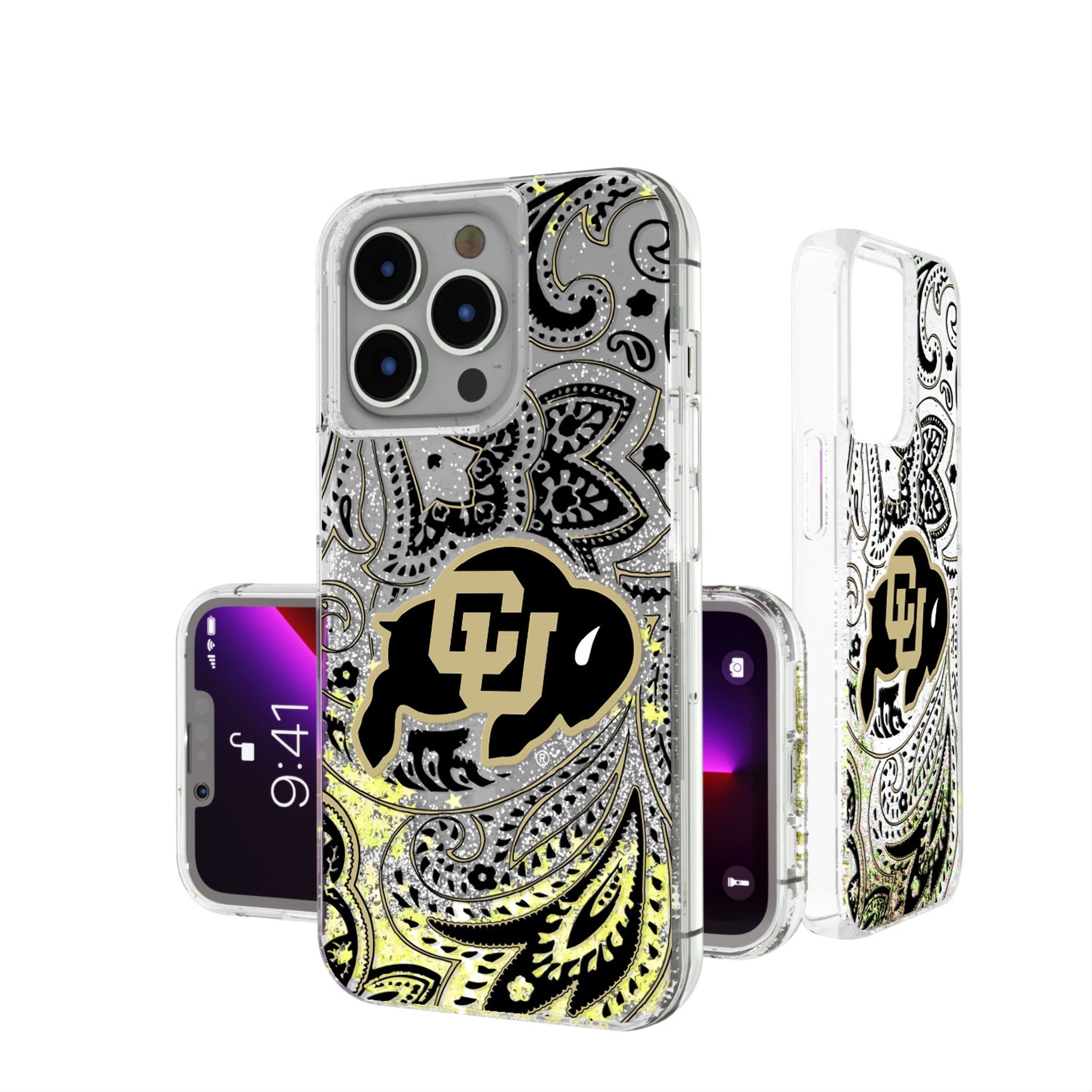 University of Colorado Buffaloes Paisley Glitter Phone Case 1