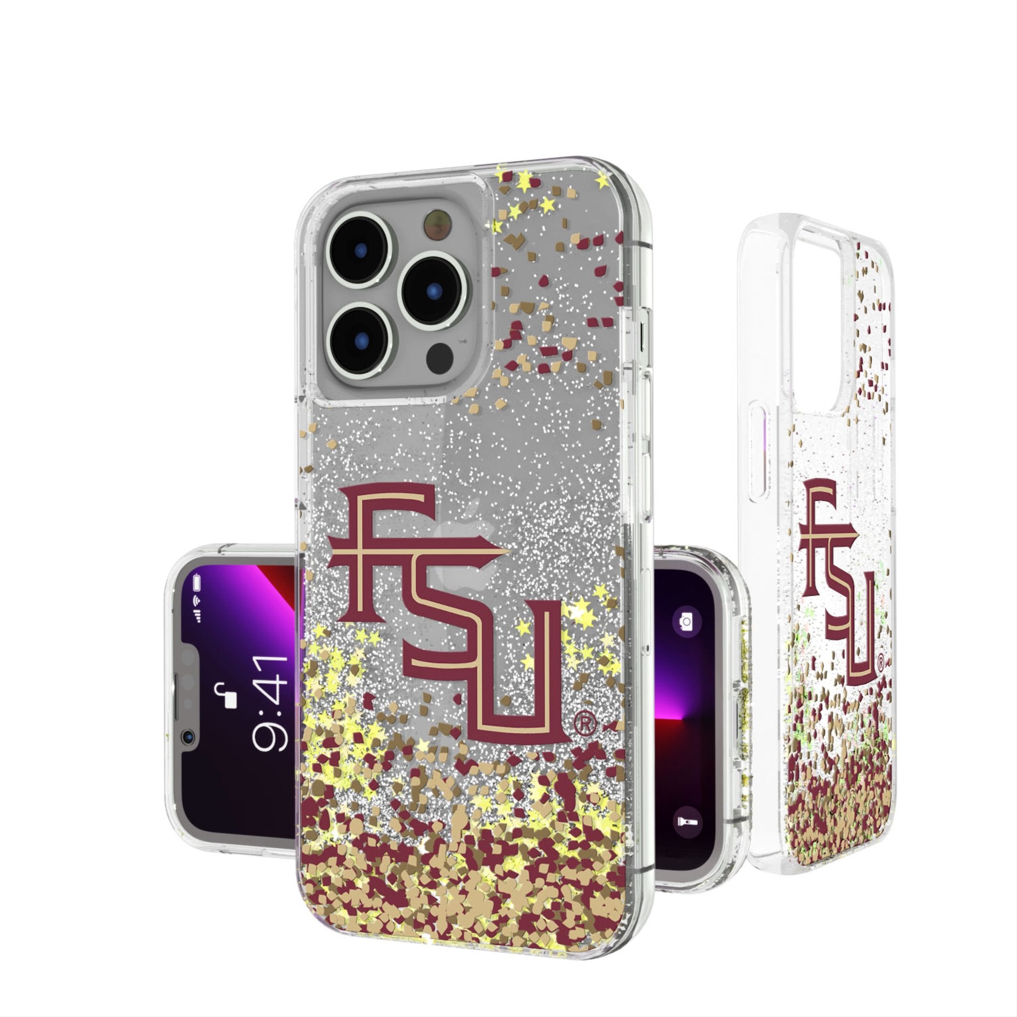 Florida State University Seminoles Athletic Wordmark Confetti Glitter Phone Case