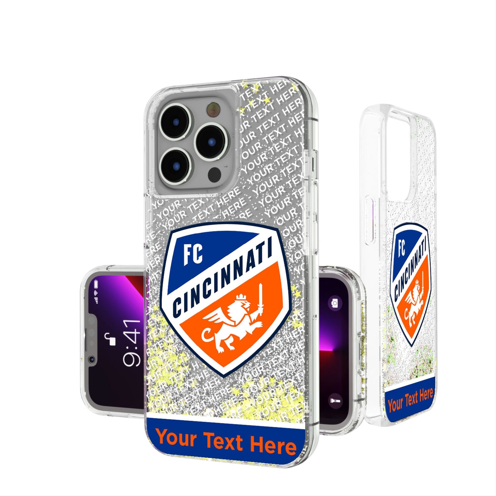 FC Cincinnati Personalized EndZone Plus Glitter Phone Case for Apple iPhone