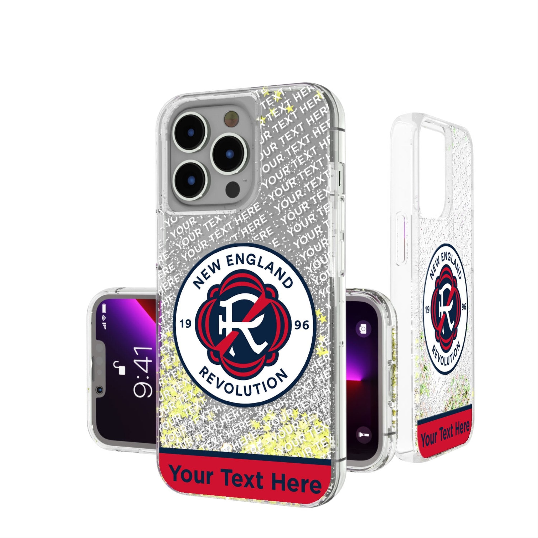 New England Revolution Personalized EndZone Plus Glitter Phone Case for Apple iPhone