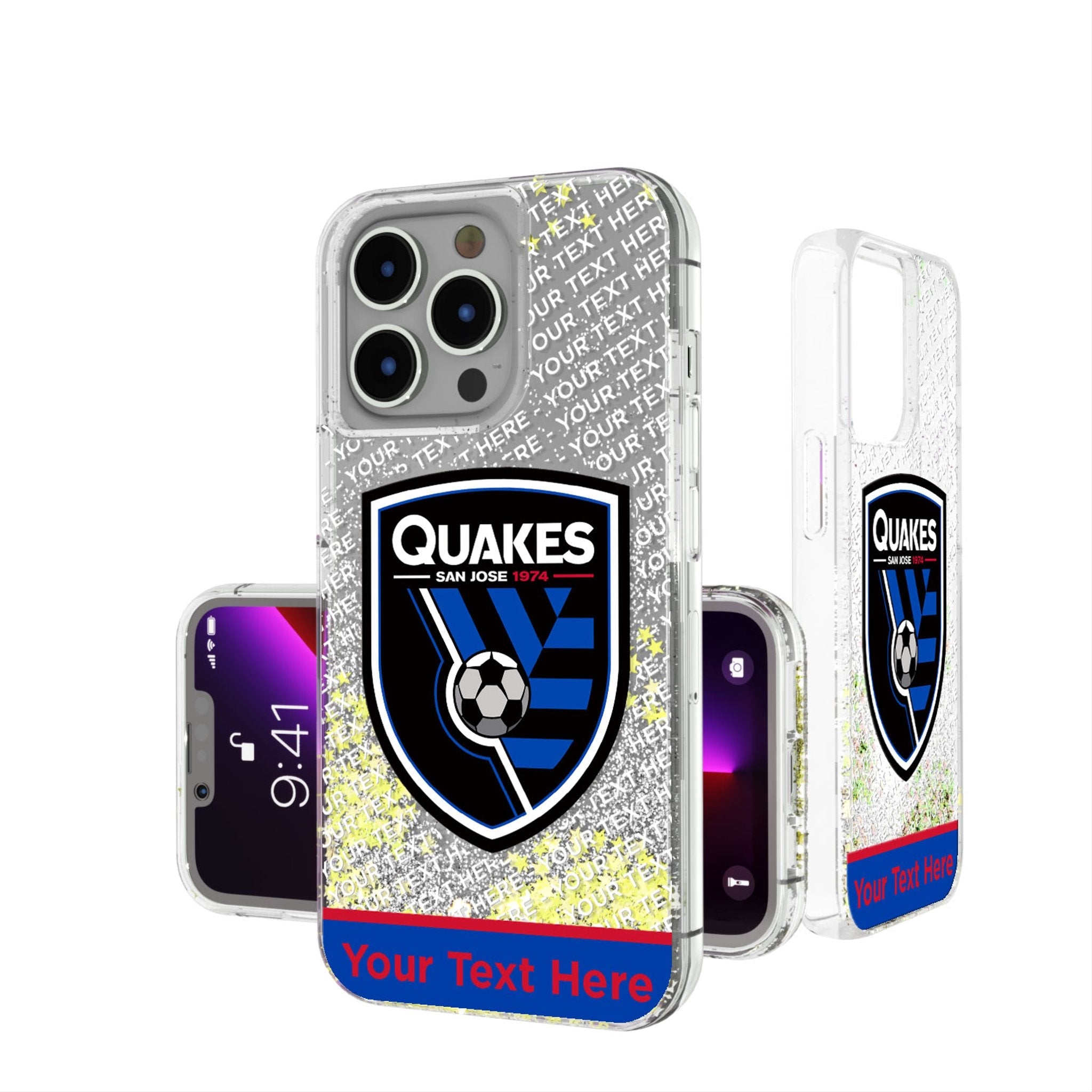 San Jose Earthquakes Personalized EndZone Plus Glitter Phone Case for Apple iPhone