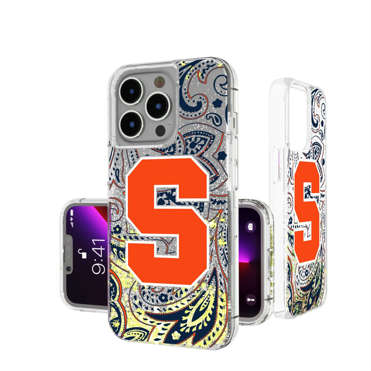Syracuse University Orange Paisley Glitter Phone Case for Apple iPhone 1