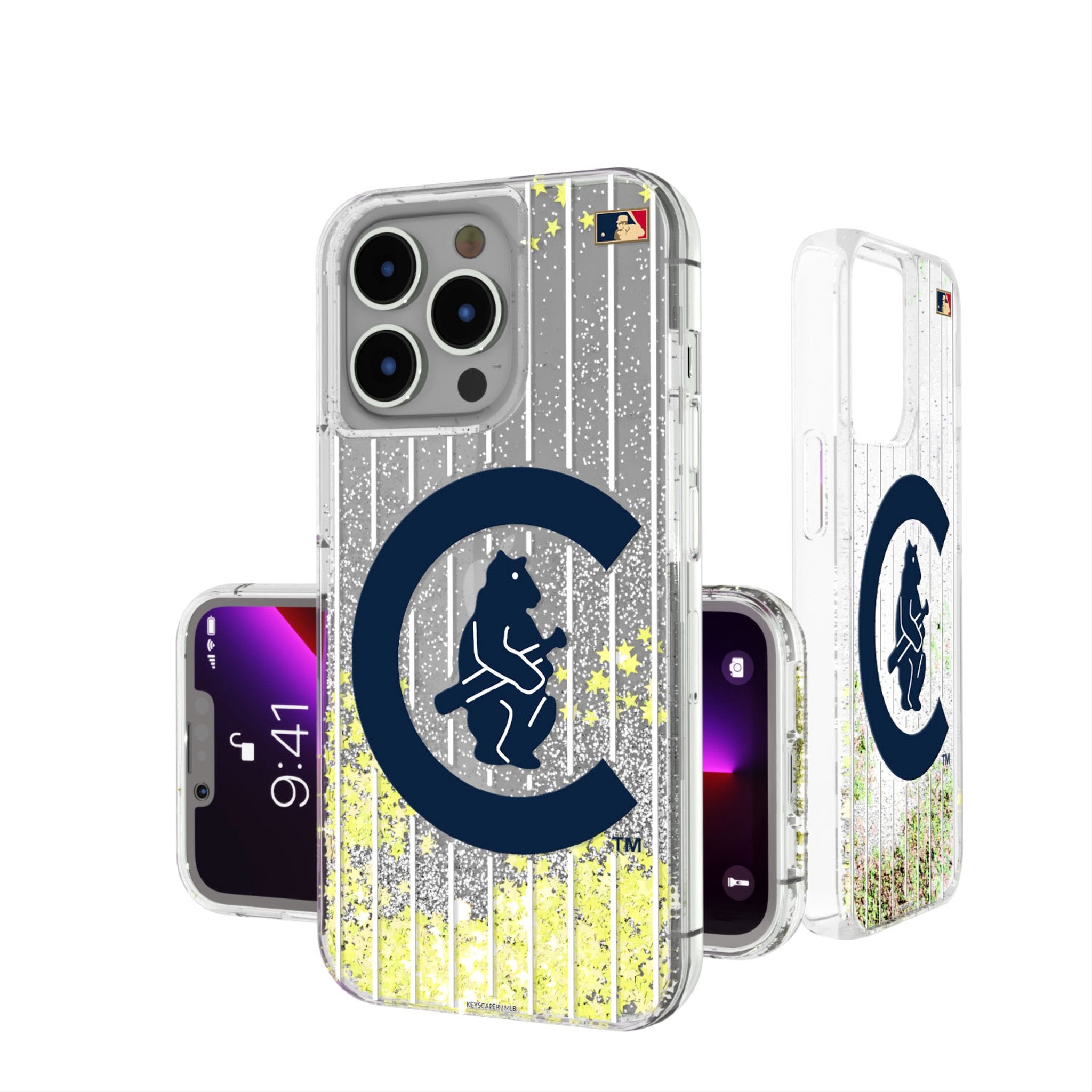 Chicago Cubs 1911-1912 - Cooperstown Collection Pinstripe Glitter Phone Case 1