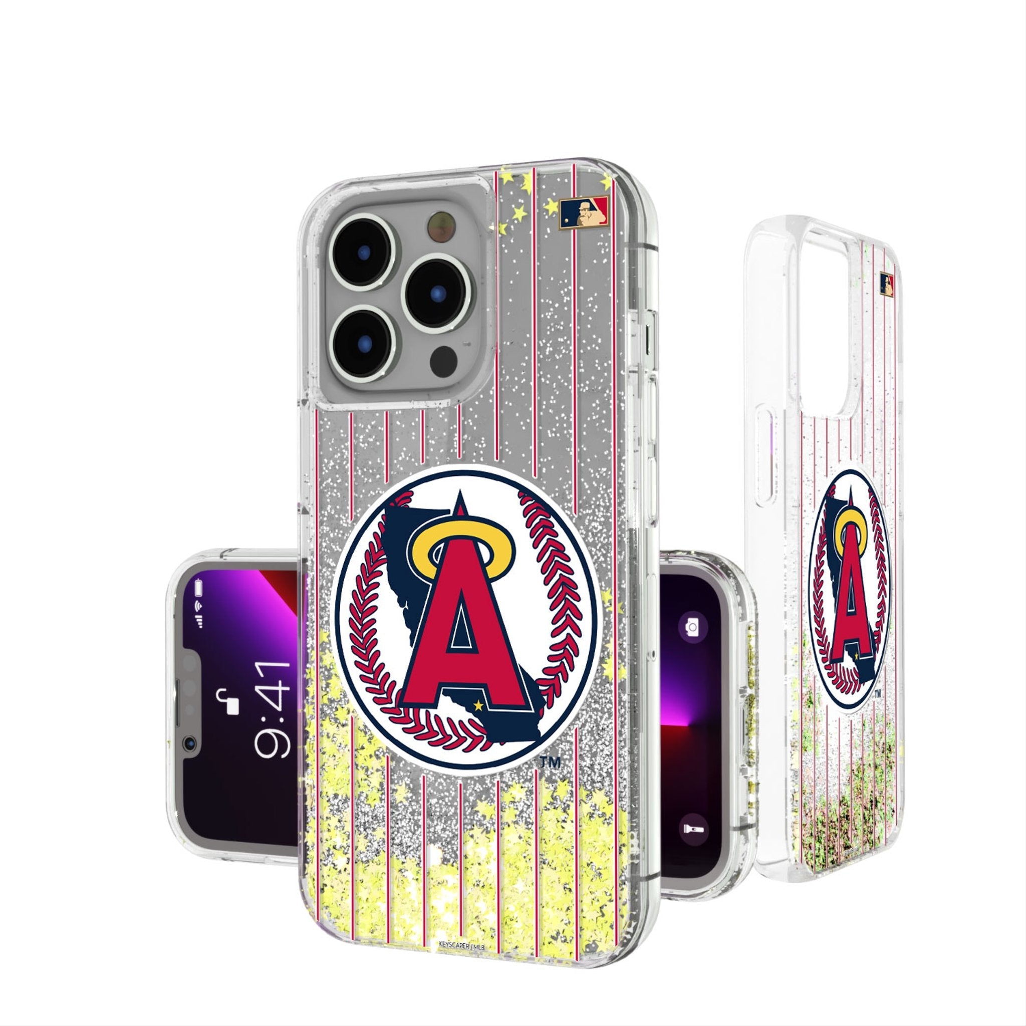 LA Angels 1986-1992 - Cooperstown Collection Pinstripe Glitter Phone Case
