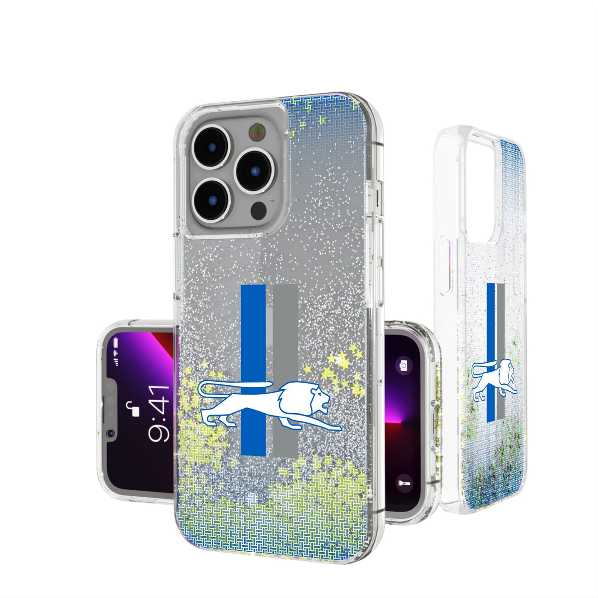 Detroit Lions Retro Linen Glitter Phone Case 1