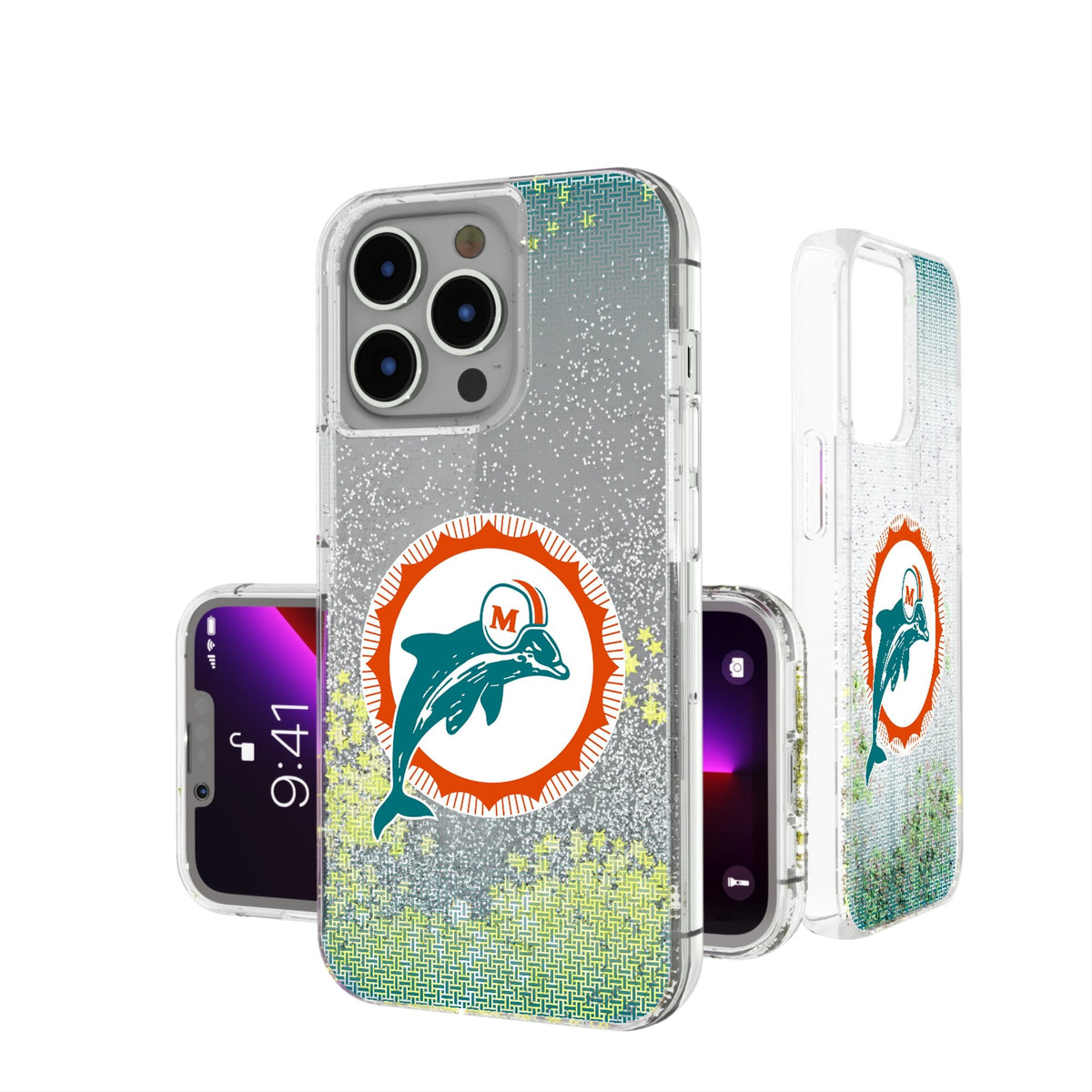 Miami Dolphins 1966-1973 Historic Collection Linen Glitter Phone Case 1