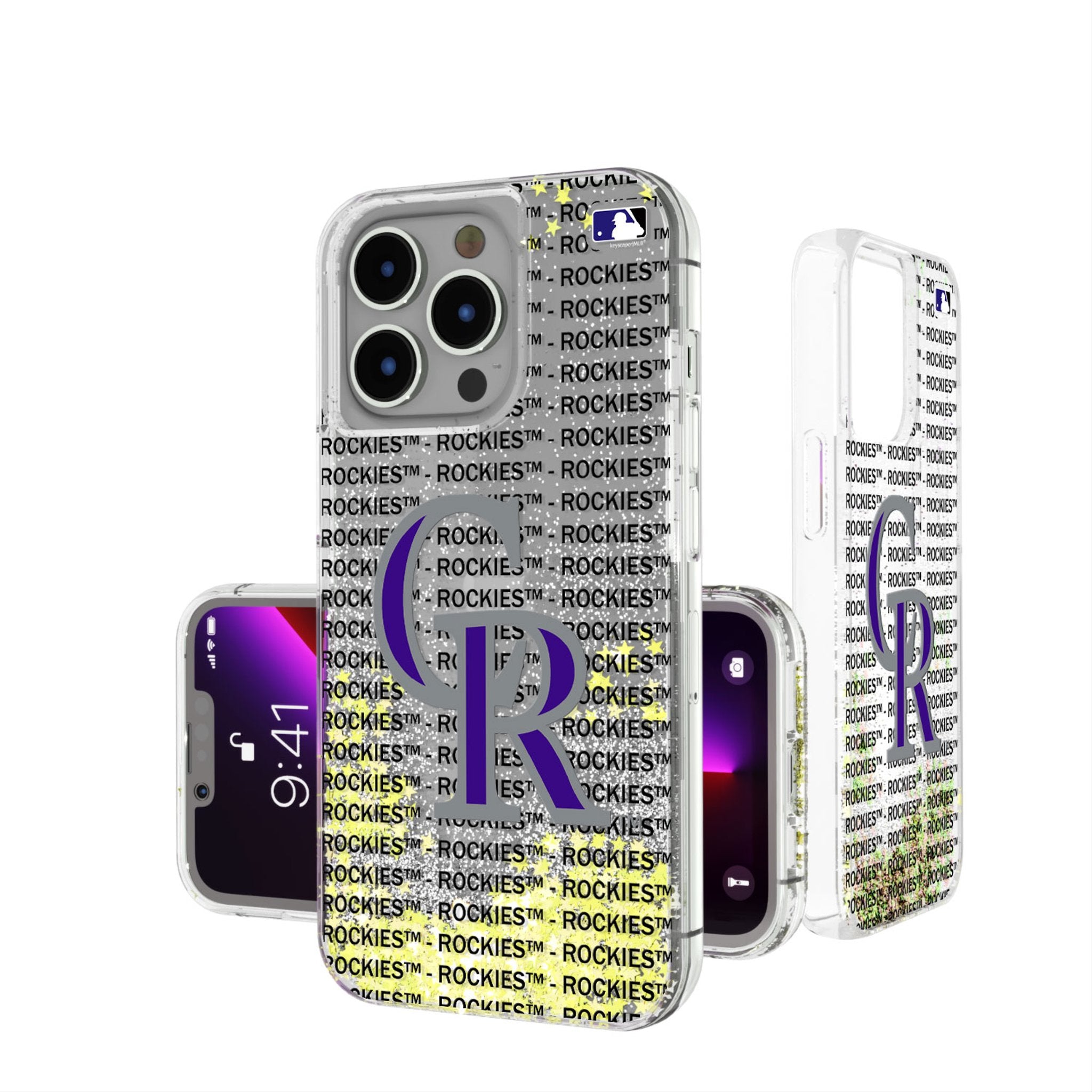 Colorado Rockies Text Backdrop Glitter Phone Case