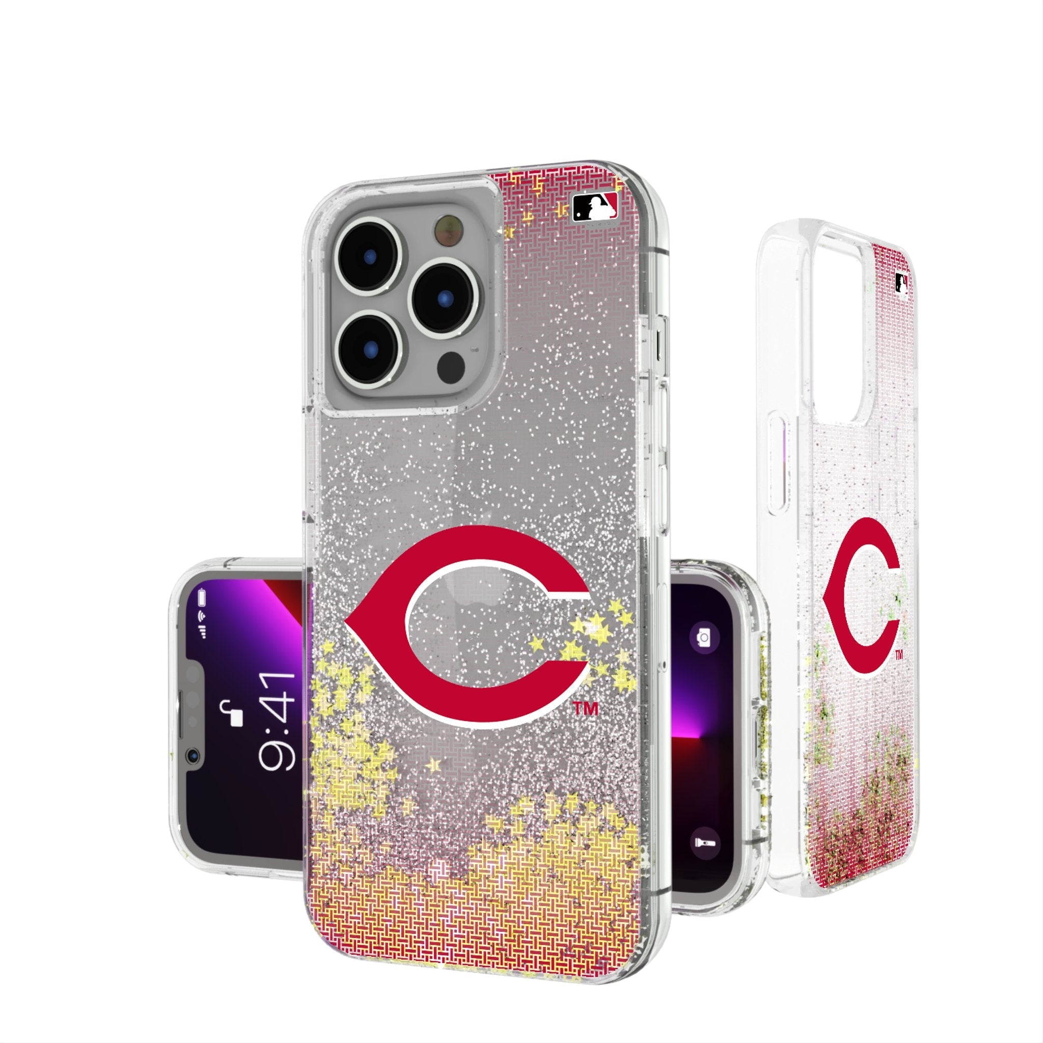 Cincinnati Reds Linen Glitter Phone Case 1
