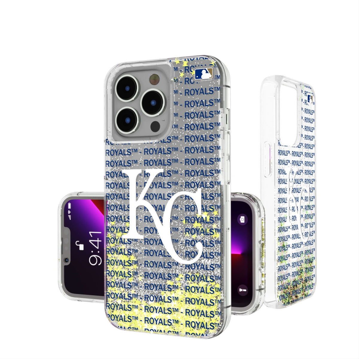 Kansas City Royals Text Backdrop Glitter Phone Case 1