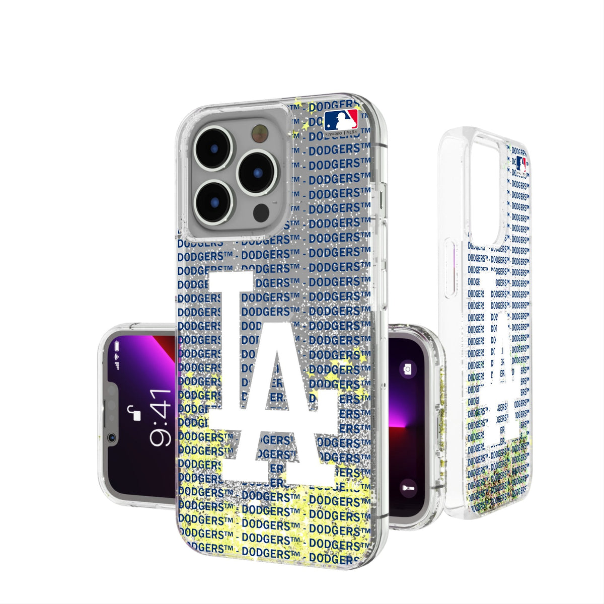 LA Dodgers Text Backdrop Glitter Phone Case for Apple iPhone 1
