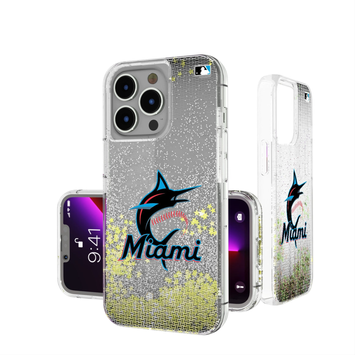 Miami Marlins Linen Glitter Phone Case 1
