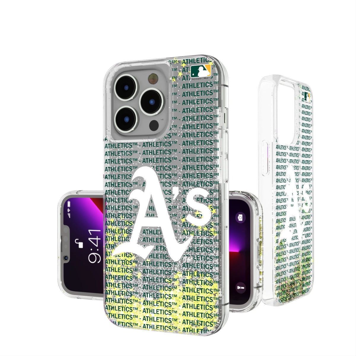 Oakland Athletics Text Backdrop Glitter Phone Case for Apple iPhone 1