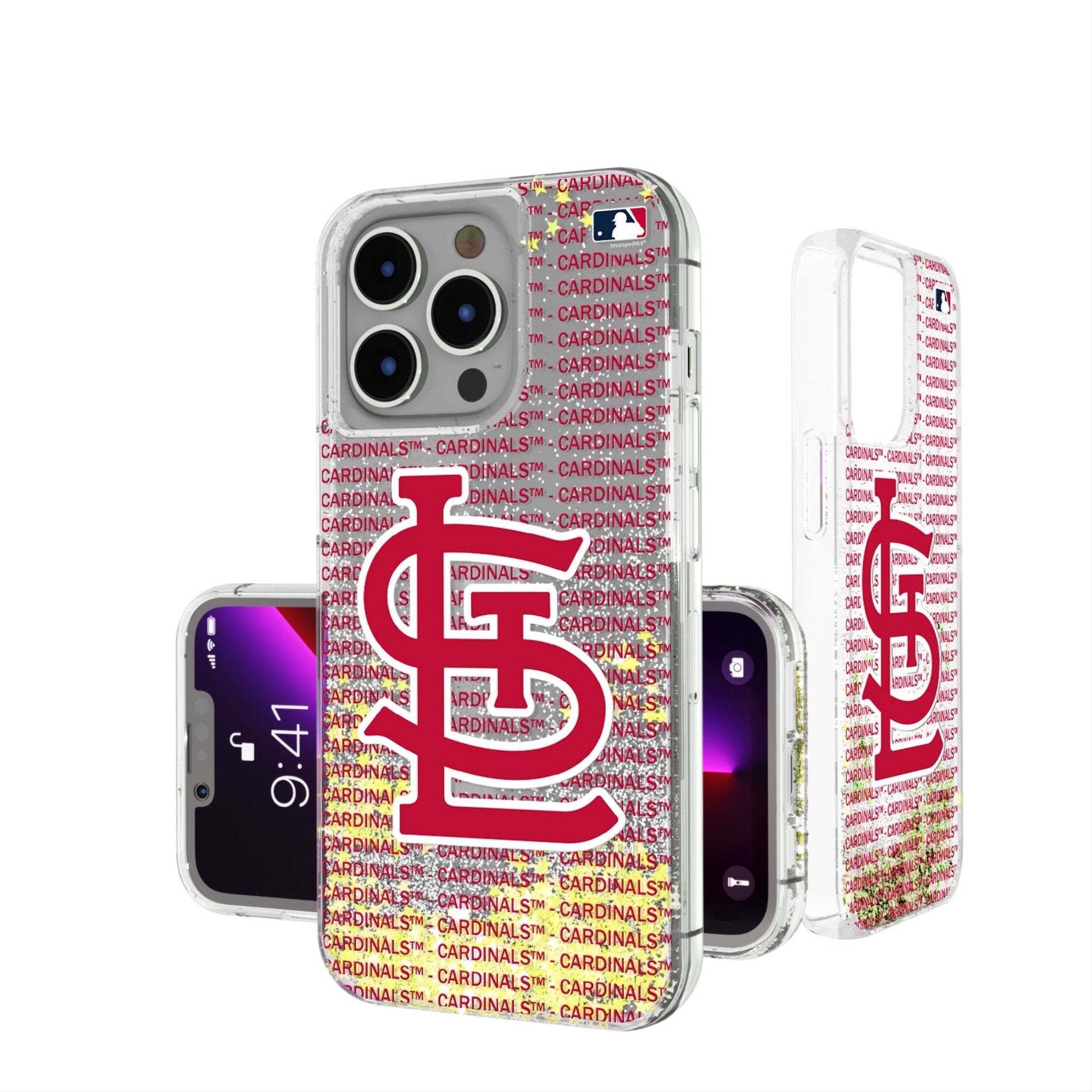 St Louis Cardinals Text Backdrop Glitter Phone Case