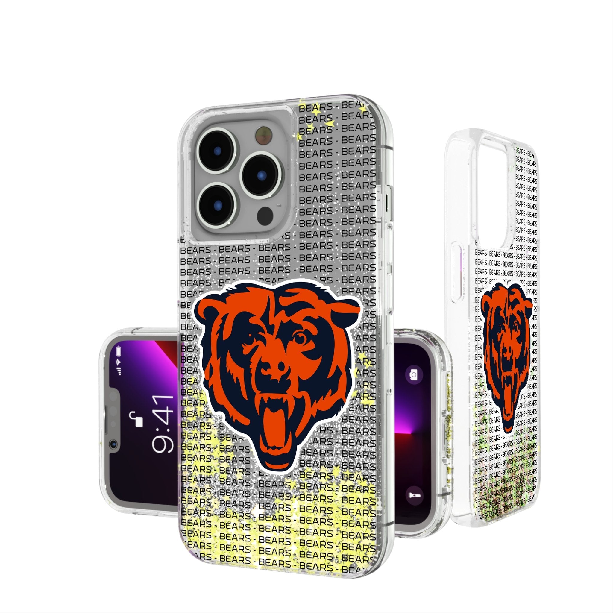 Chicago Bears Text Backdrop Glitter Phone Case 1