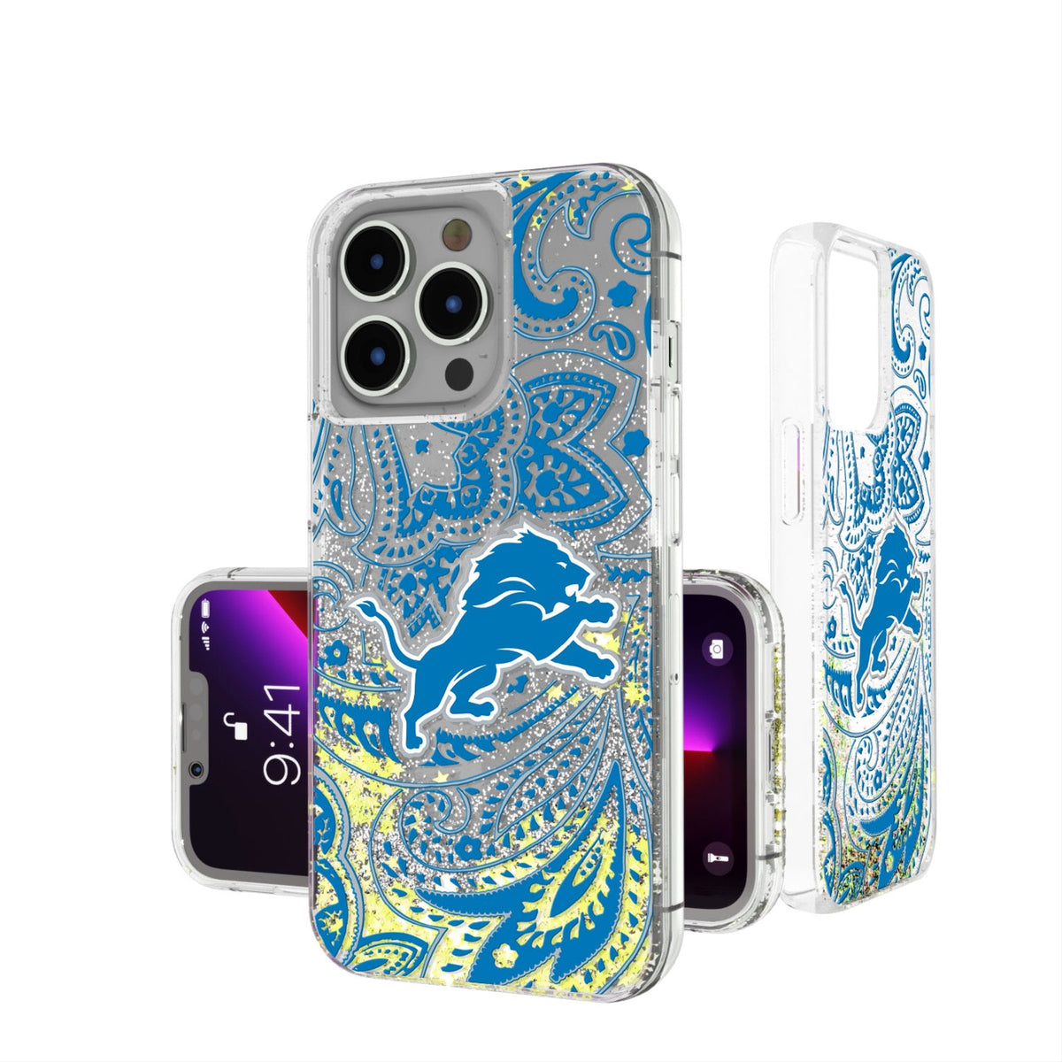 Detroit Lions Paisley Glitter Phone Case 1