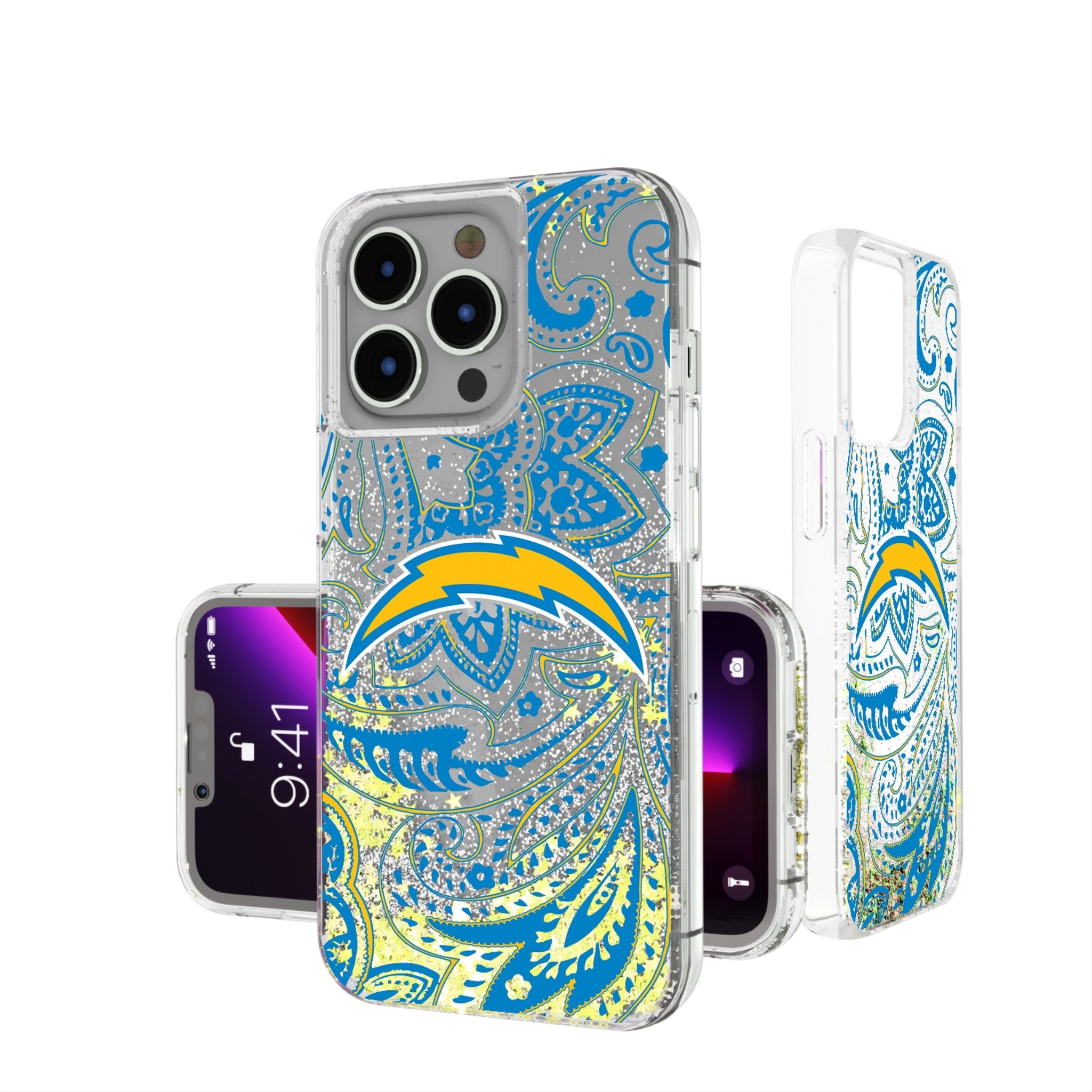 Los Angeles Chargers Paisley Glitter Phone Case 1