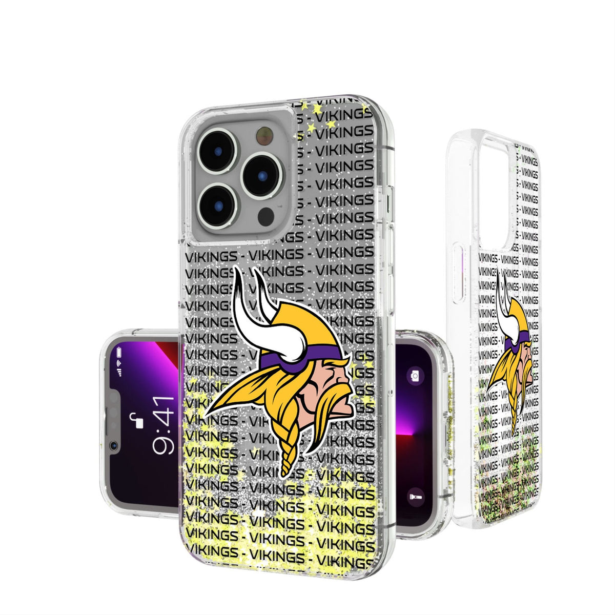 Minnesota Vikings Text Backdrop Glitter Phone Case 1