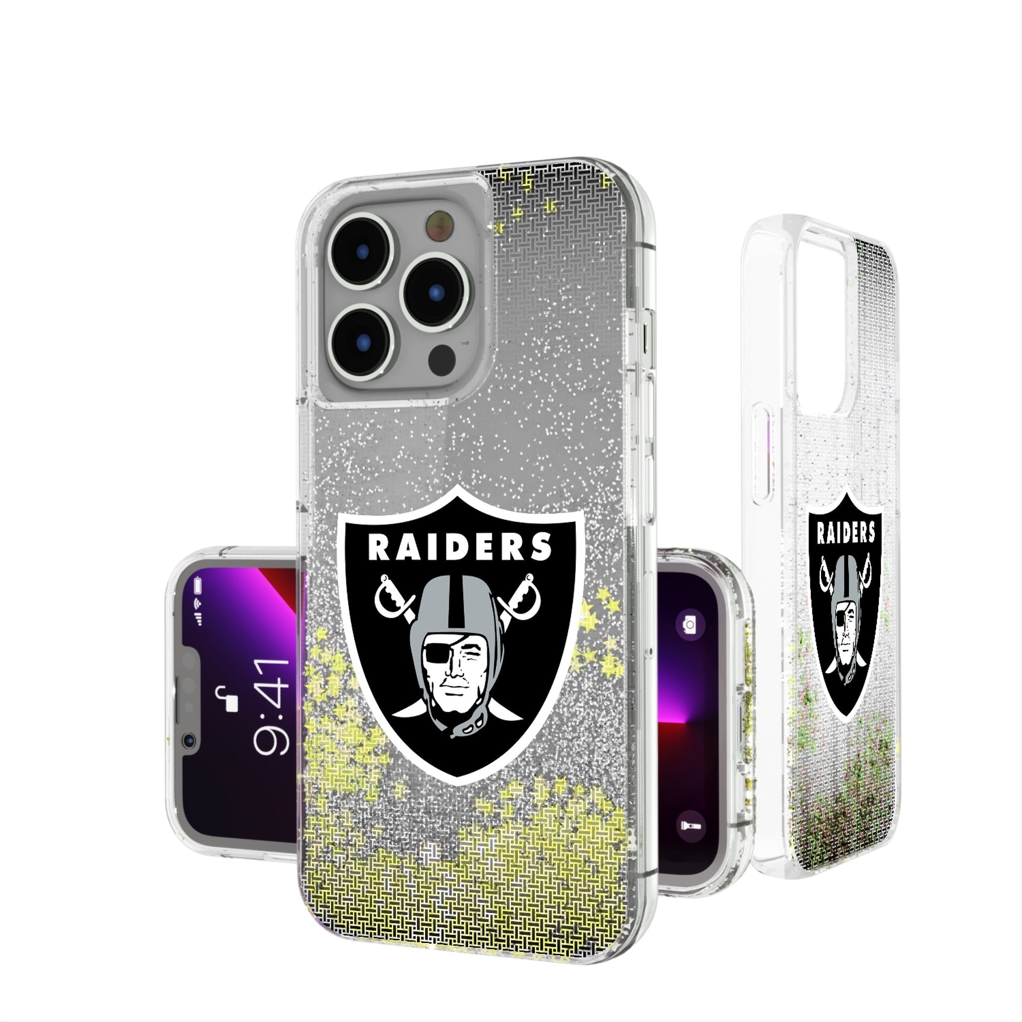Las Vegas Raiders Linen Glitter Phone Case 1