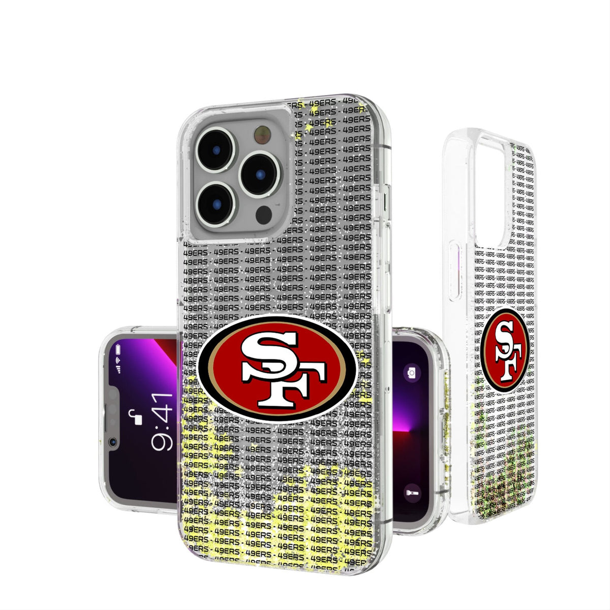San Francisco 49ers Text Backdrop Glitter Phone Case 1