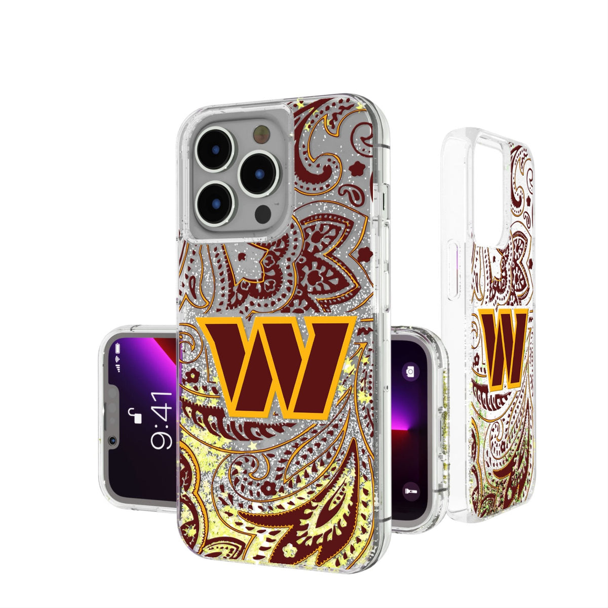 Washington Commanders Paisley Glitter Phone Case 1