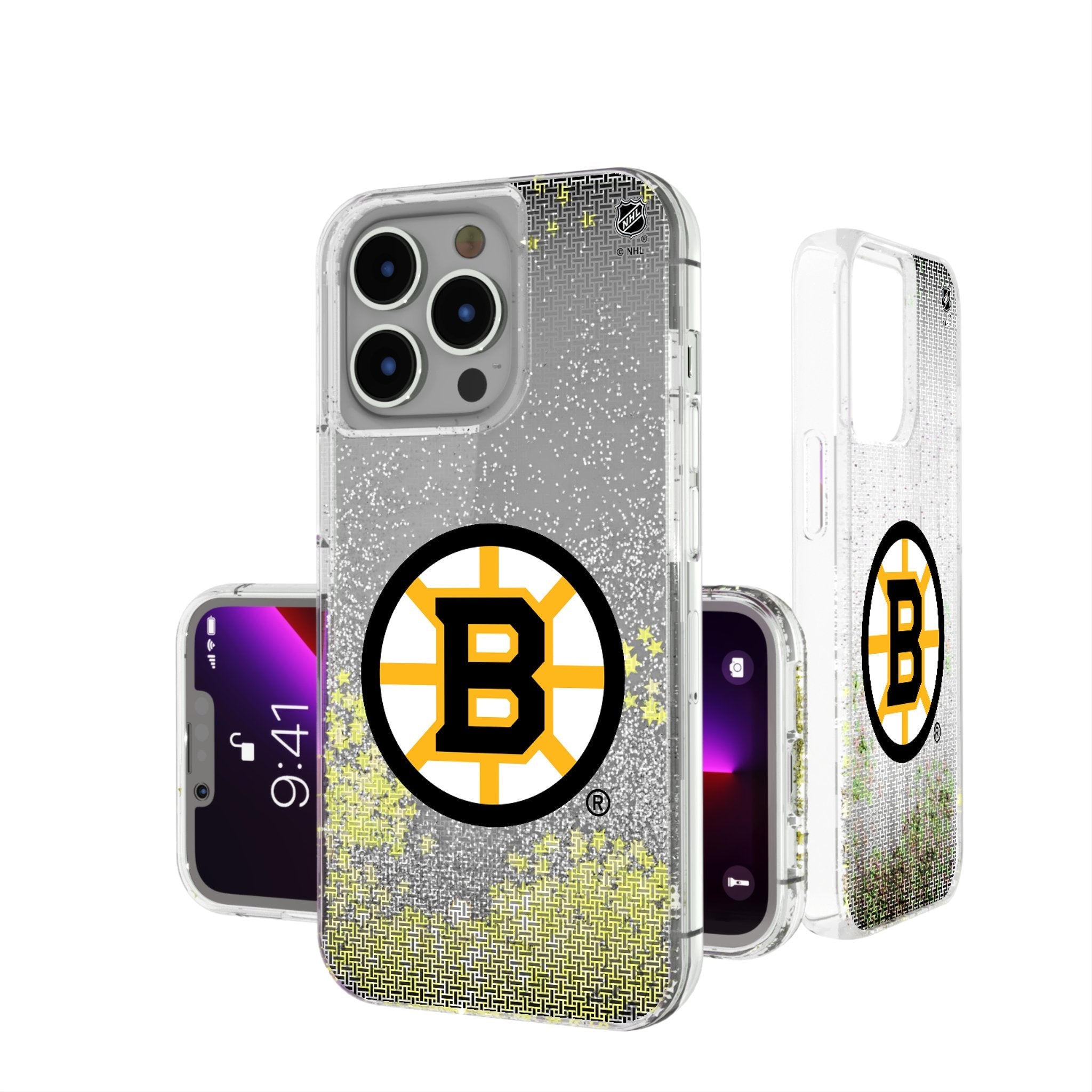 Boston Bruins Linen Glitter Phone Case for Apple iPhone
