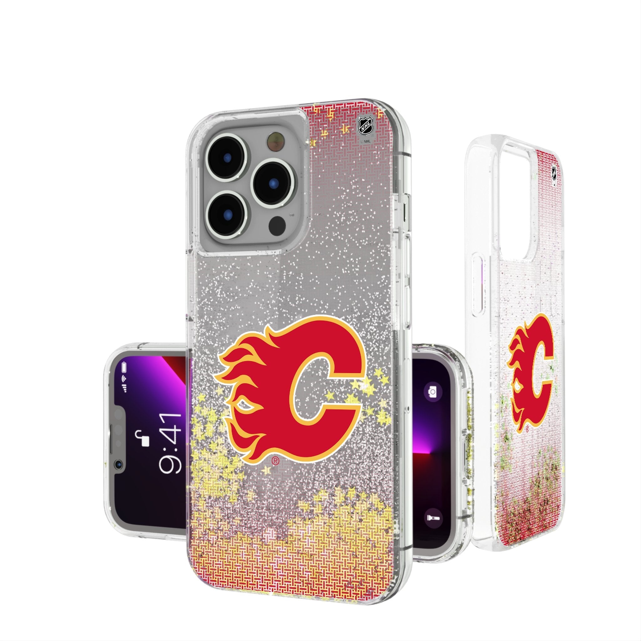 Calgary Flames Linen Glitter Phone Case