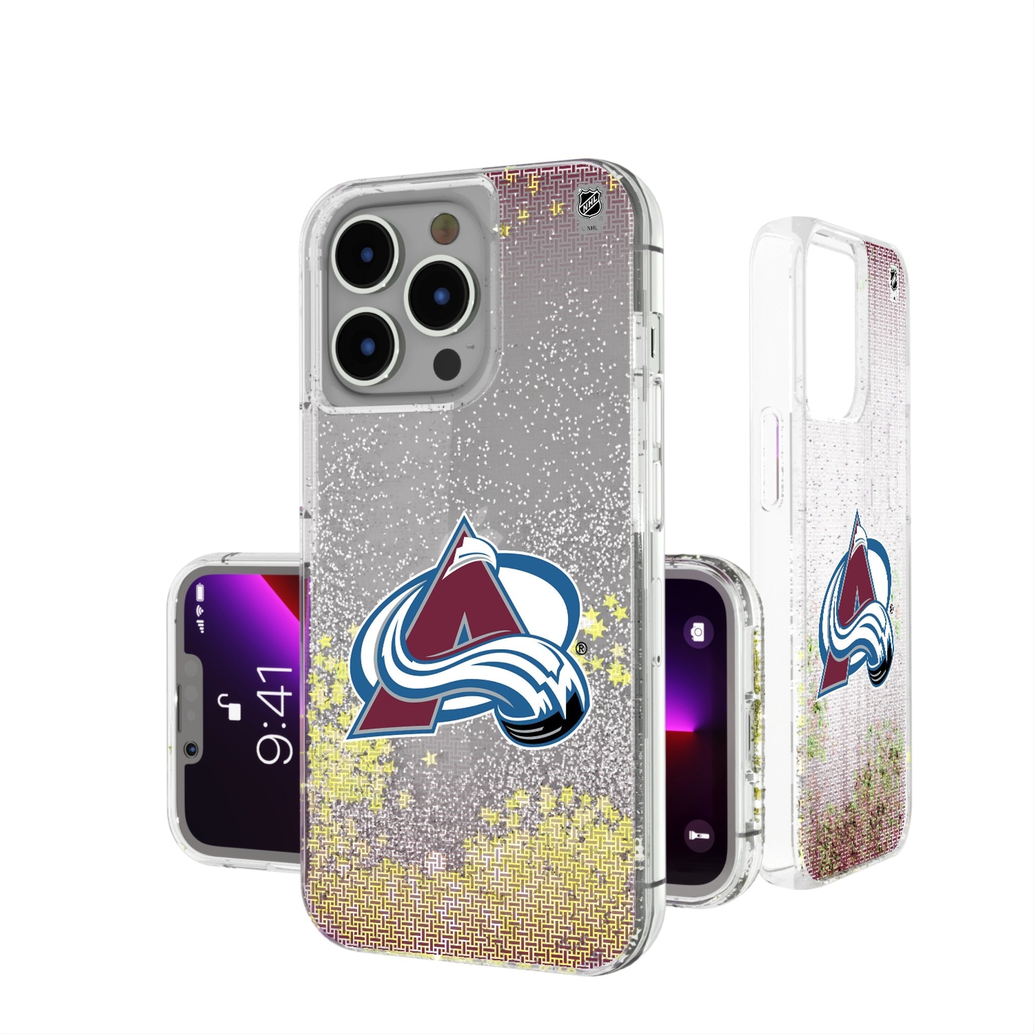 Colorado Avalanche Linen Glitter Phone Case