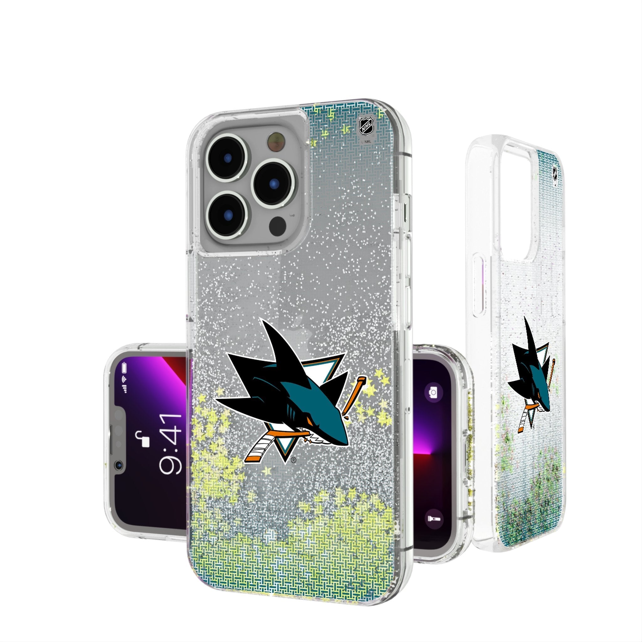 San Jose Sharks Linen Glitter Phone Case