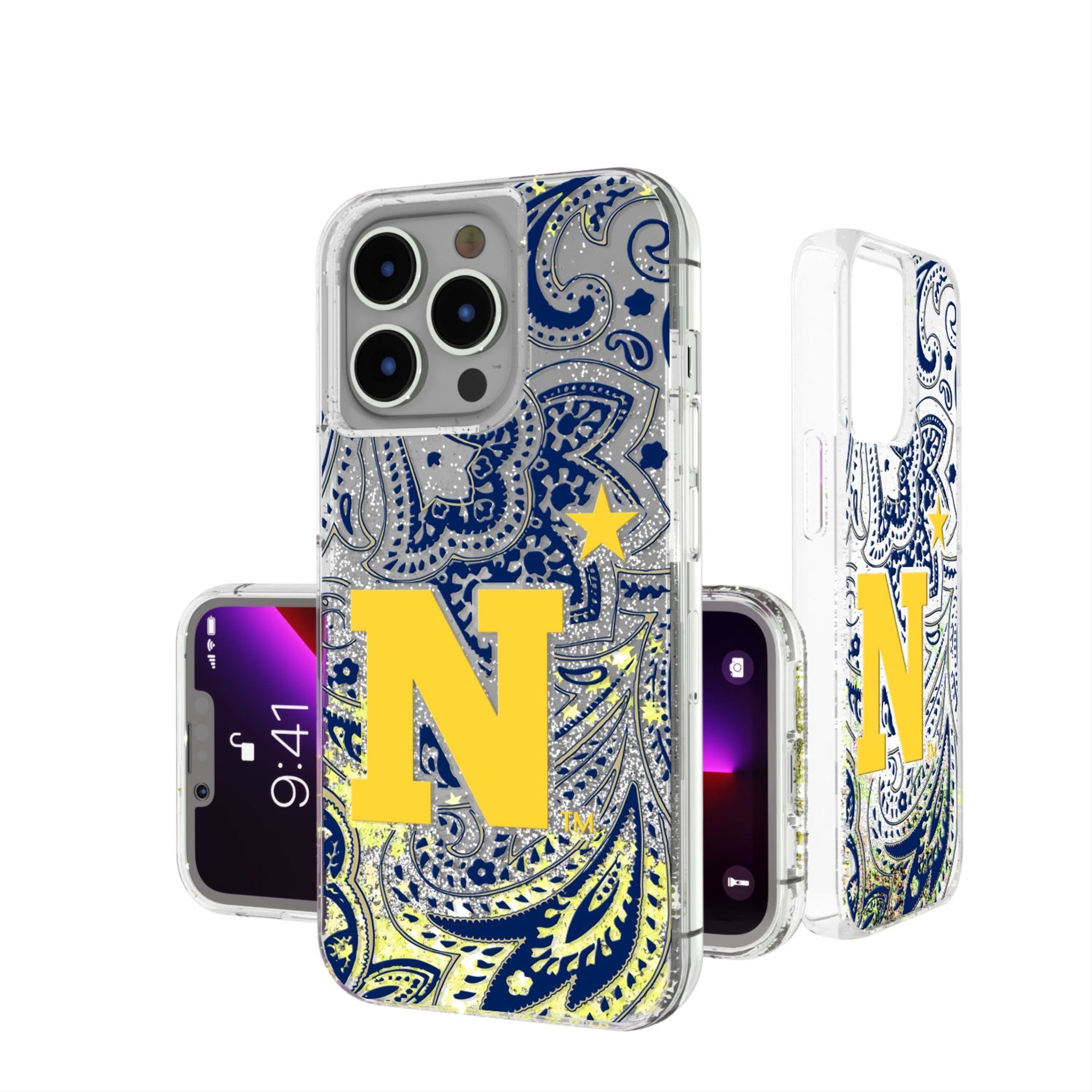 United State Naval Academy Midshipmen Paisley Glitter Phone Case
